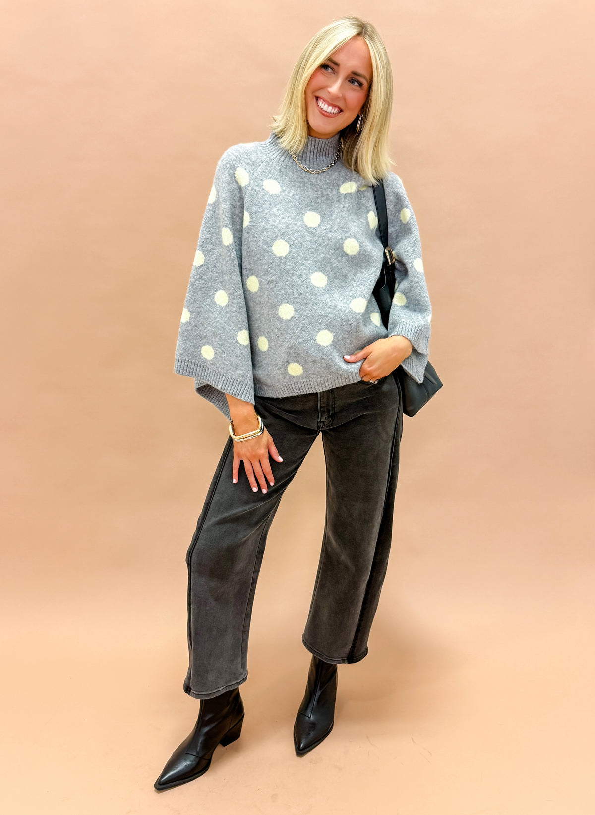 Emerson Dot Raglan Turtleneck Sweater