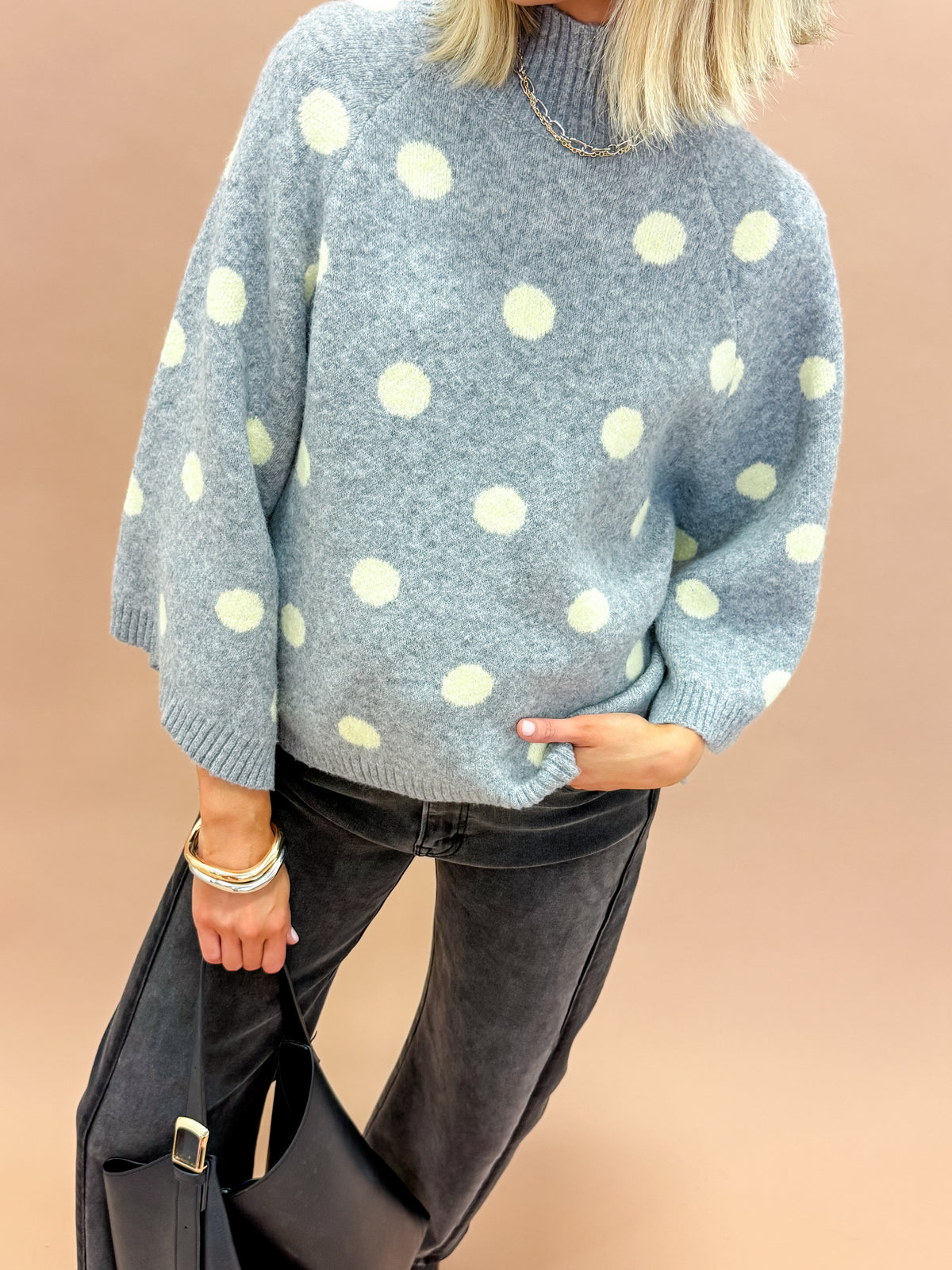 Emerson Dot Raglan Turtleneck Sweater