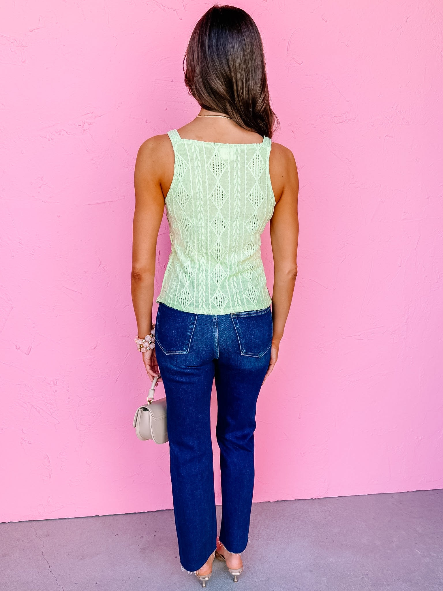 Emmy Button Front Top-Melon