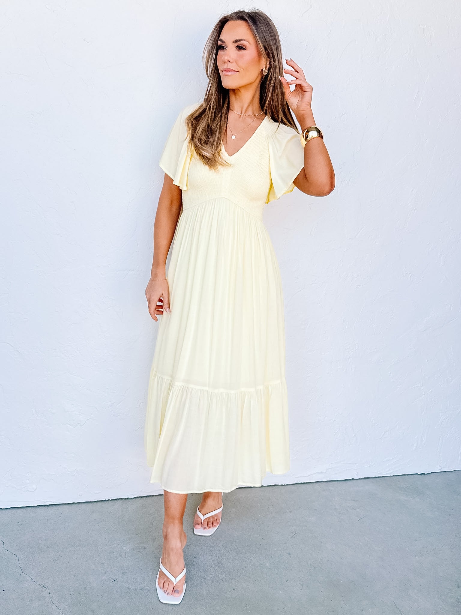 Emory Smocked Dress-Yellow