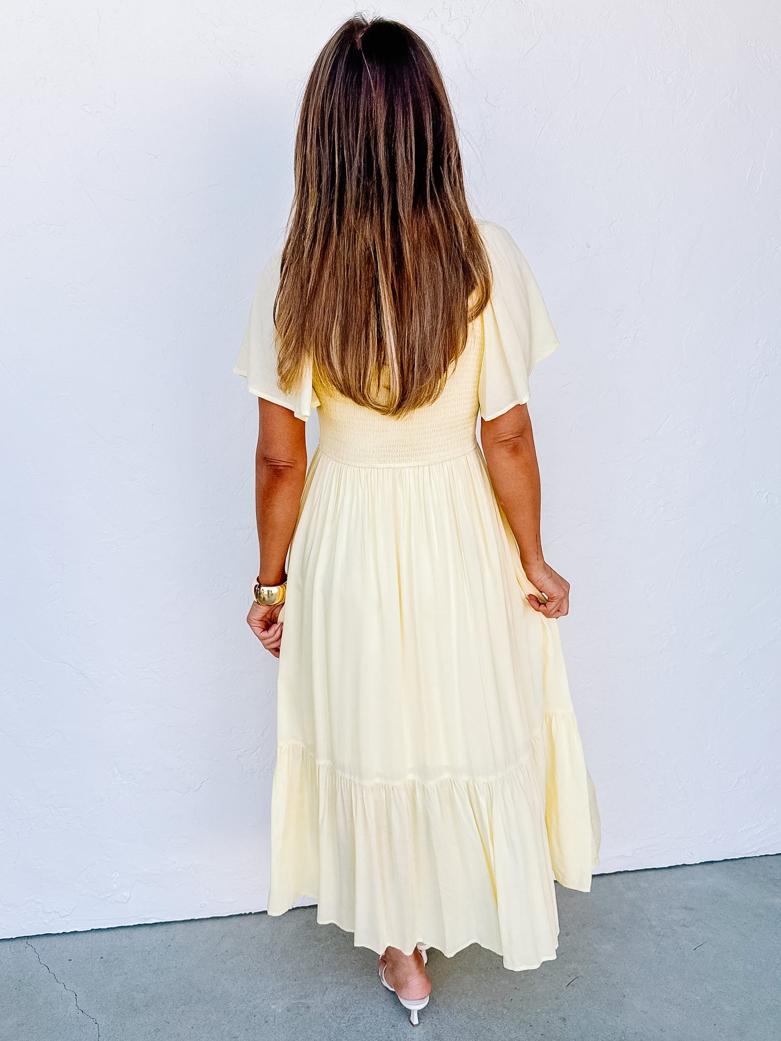 Emory Smocked Dress-Yellow