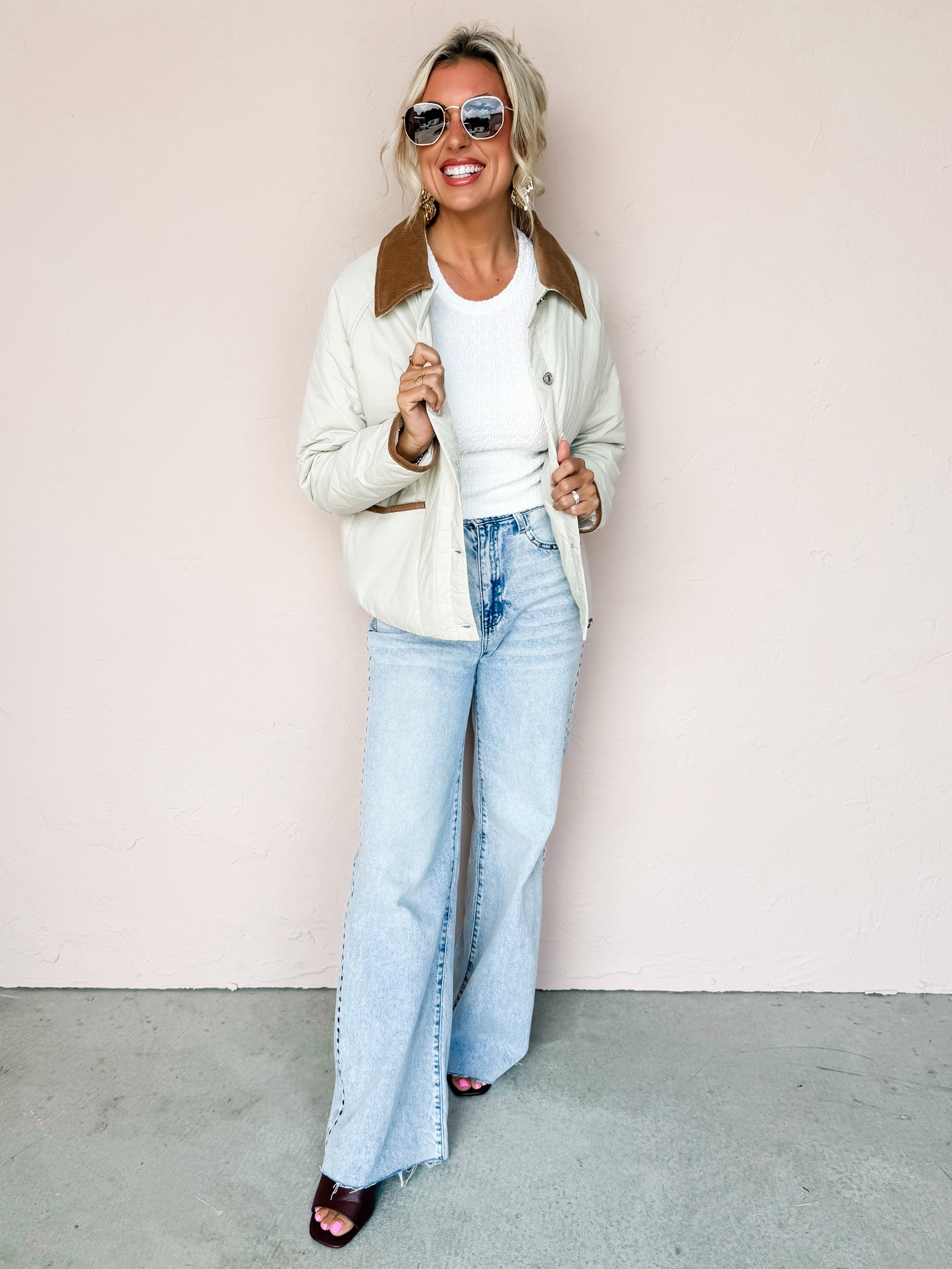 Endless Layers Button Front Jacket-Sand