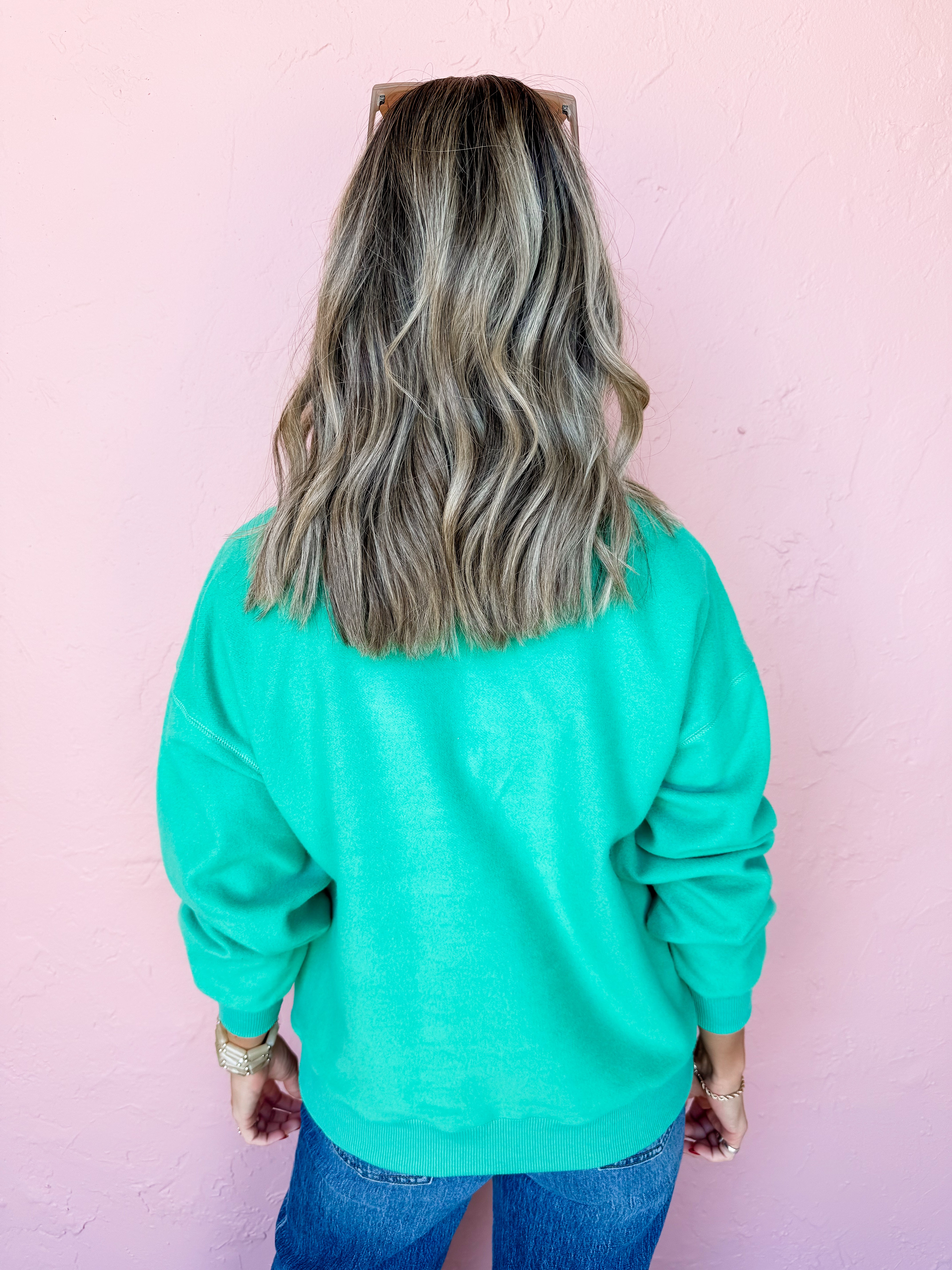 Errands To Run Brushed Terry Pullover-Jade