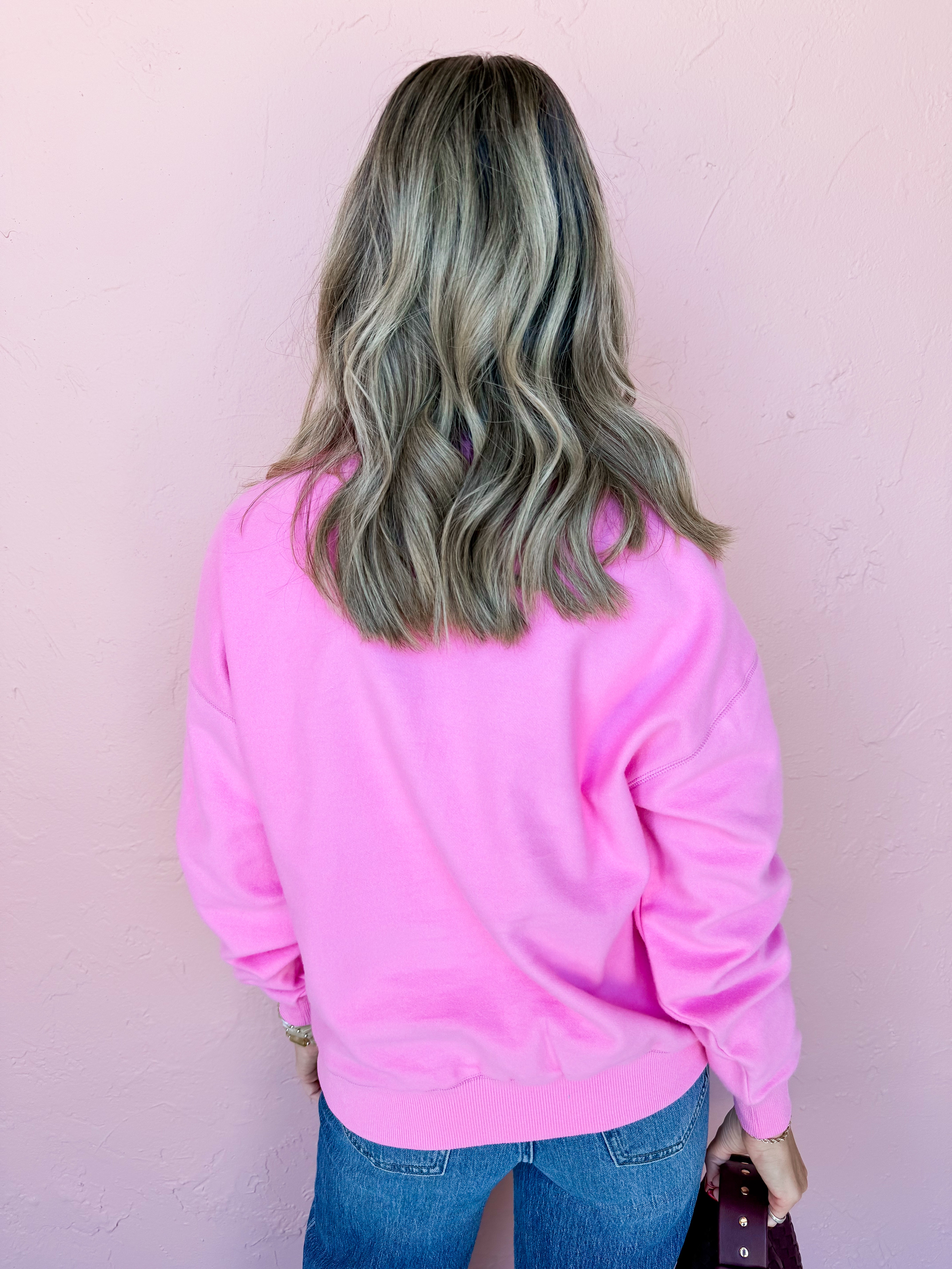 Errands To Run Brushed Terry Pullover-Pink