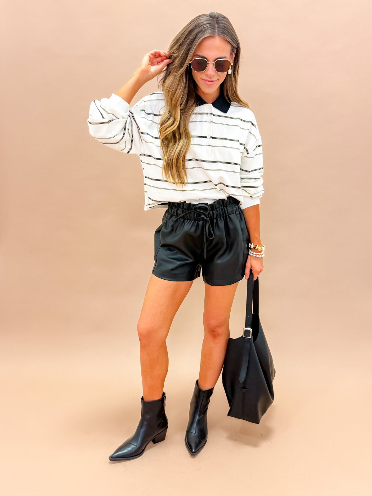Esme Striped Button Up Collared Top