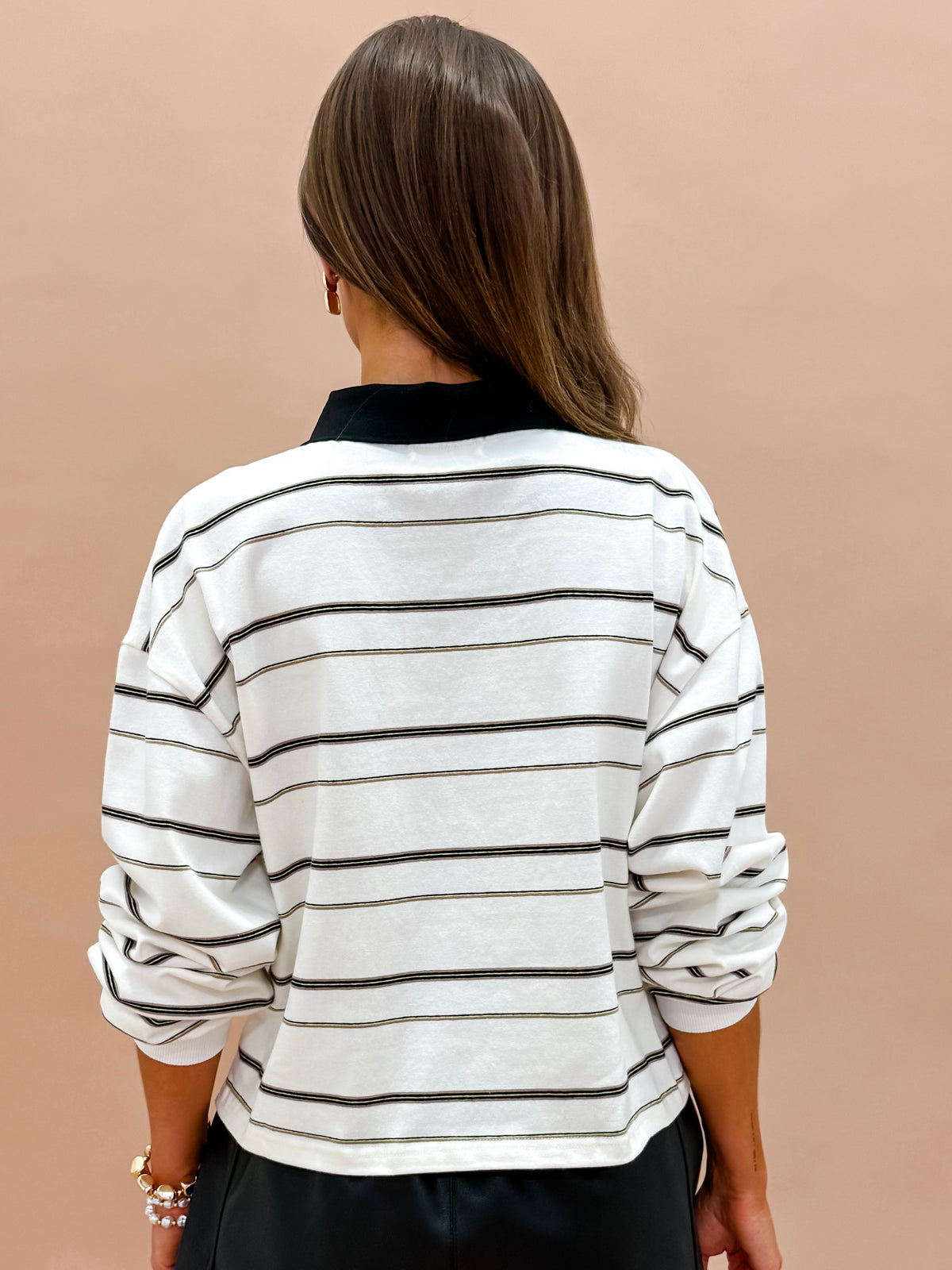 Esme Striped Button Up Collared Top