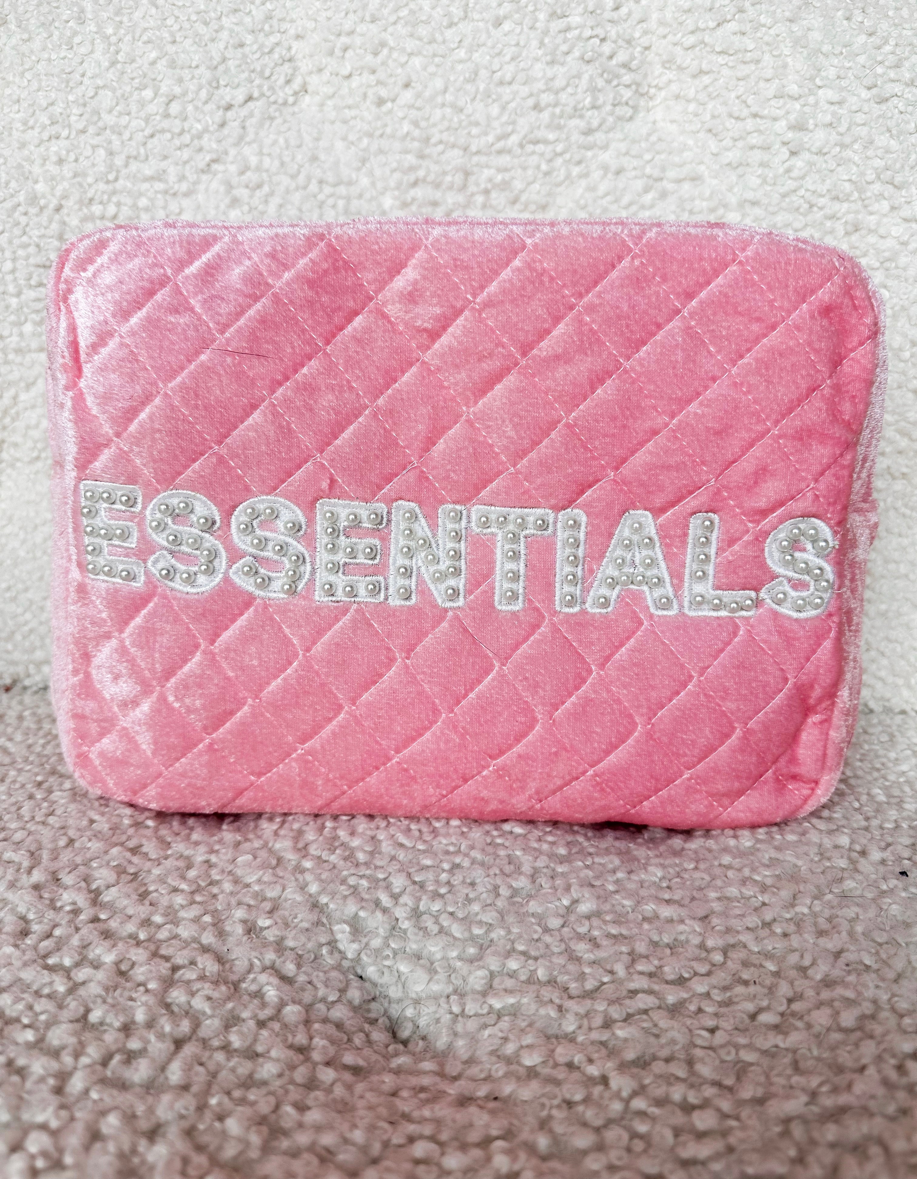 Essentials Pink Velvet Quilted Bag