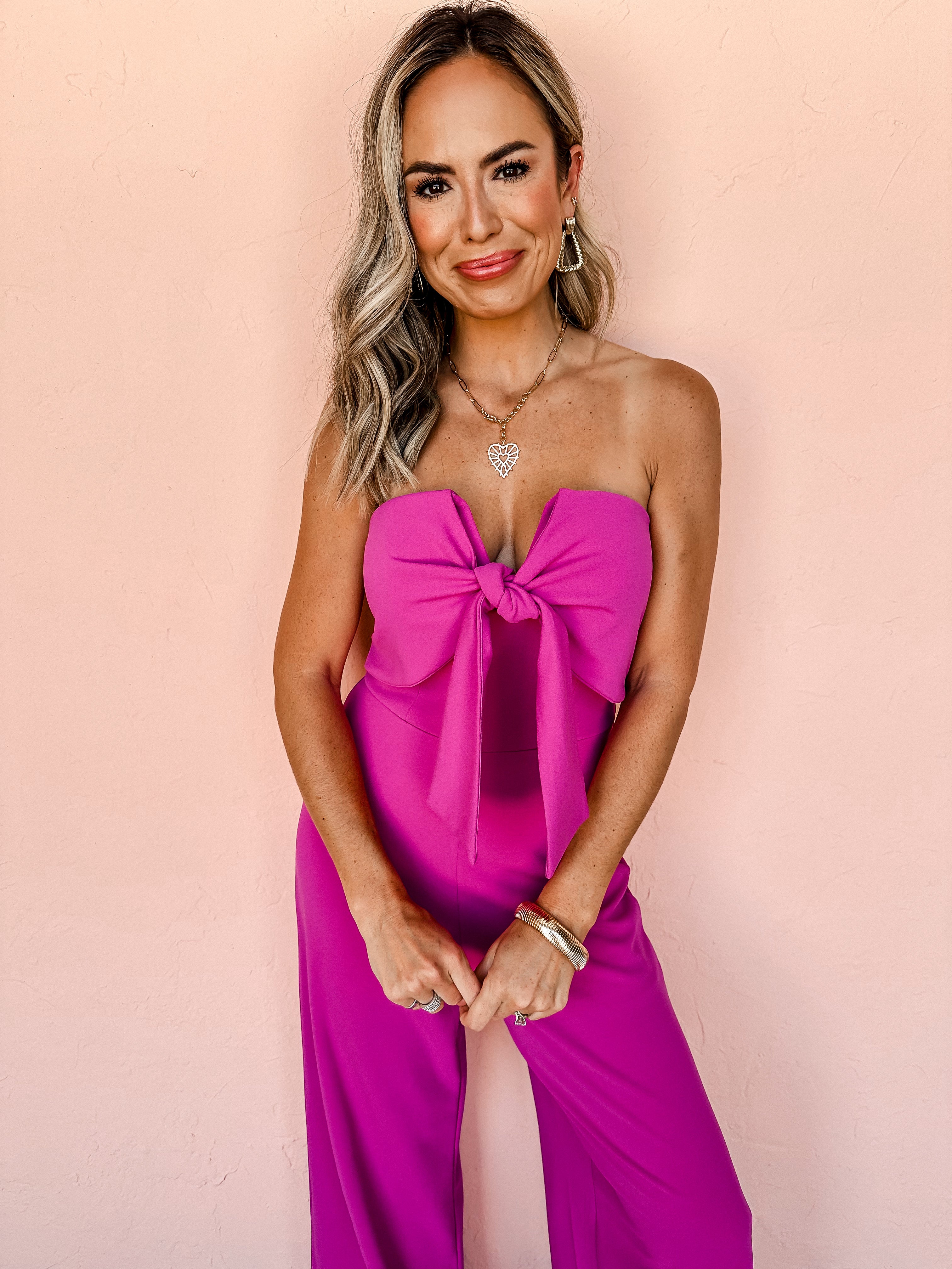 Eternally Connected Strapless Jumpsuit-Magenta