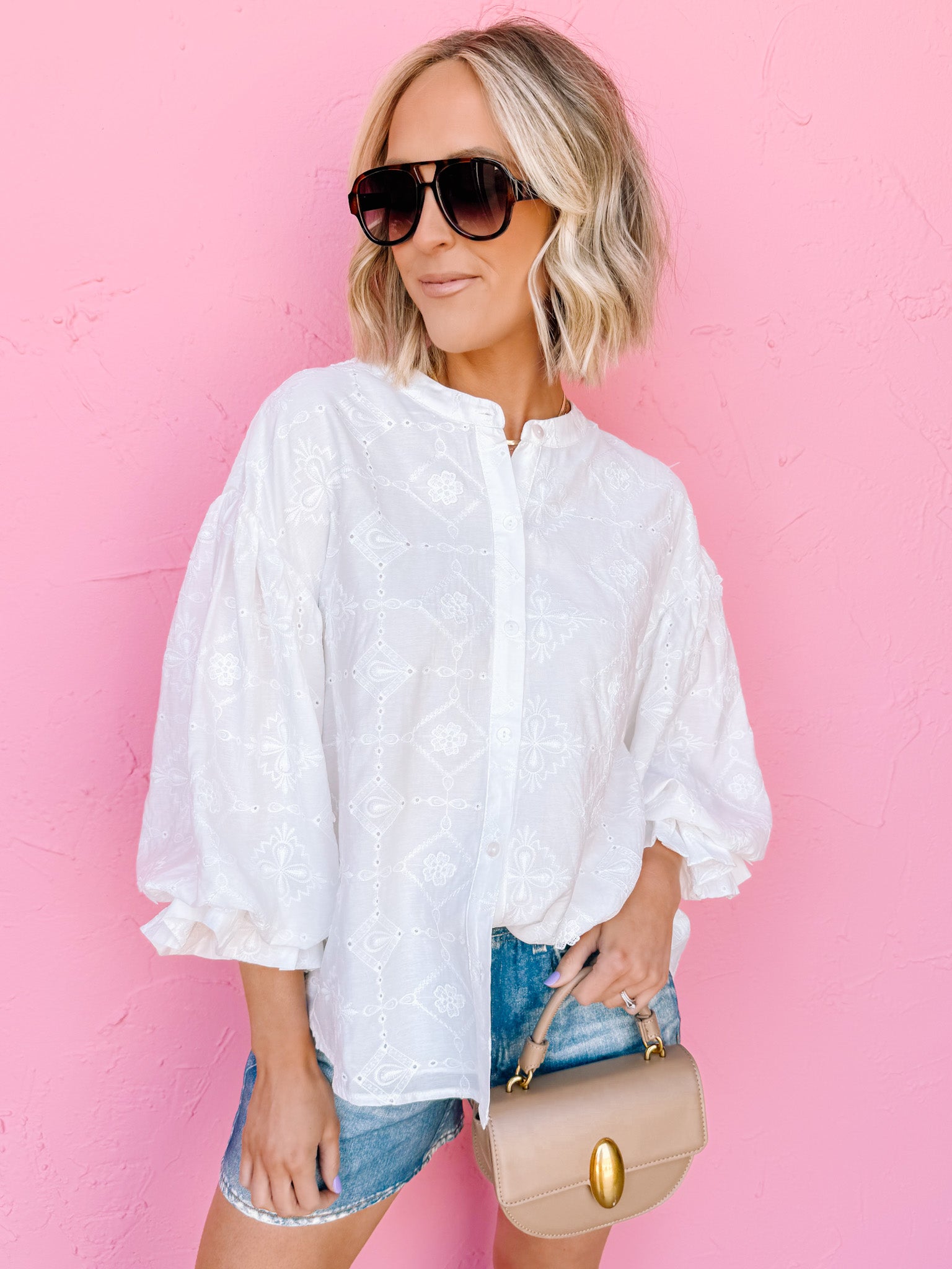 Etta Eyelet Puff Sleeve Top