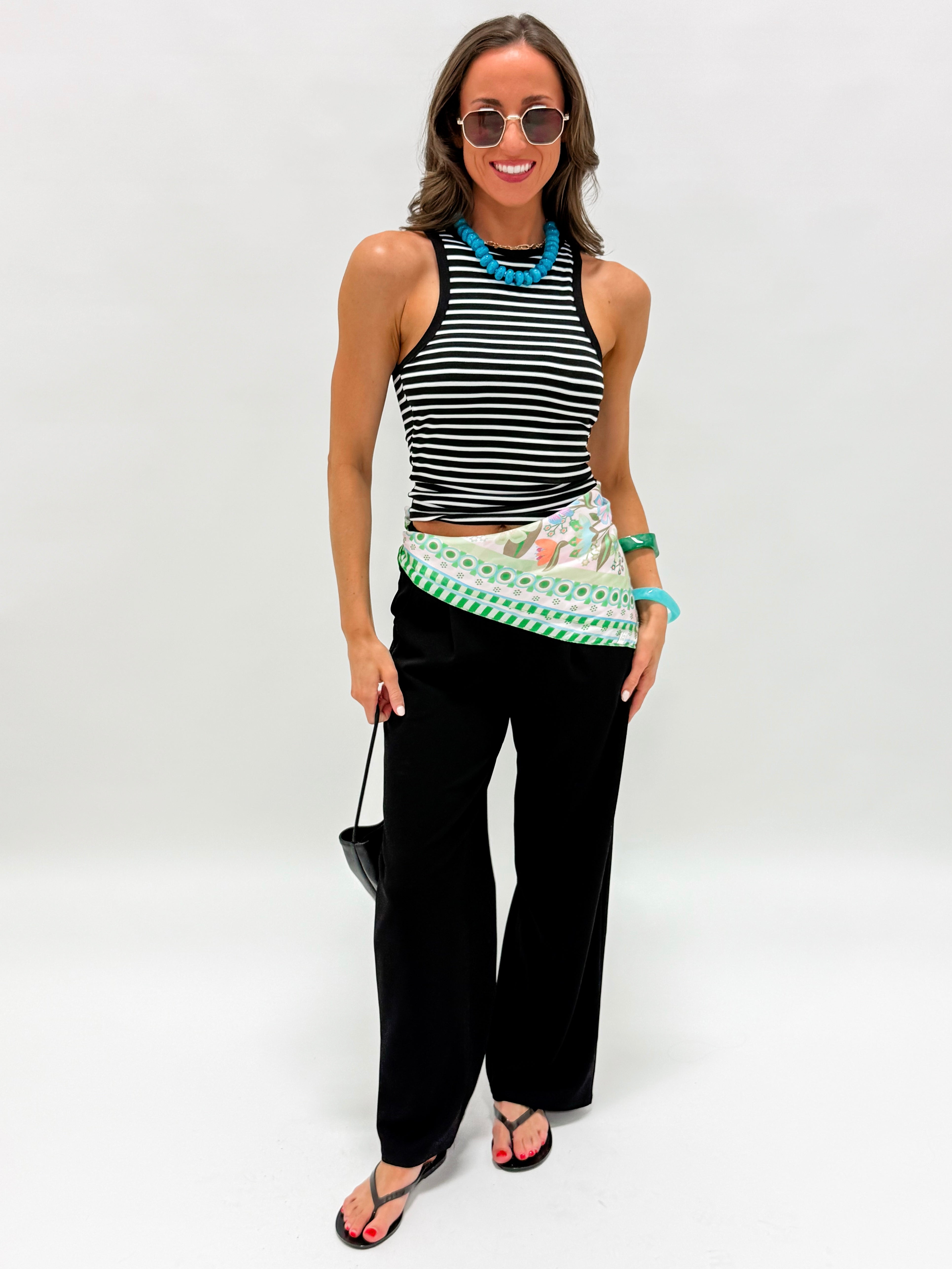 Shawn Crepe Pleated Pants-Black