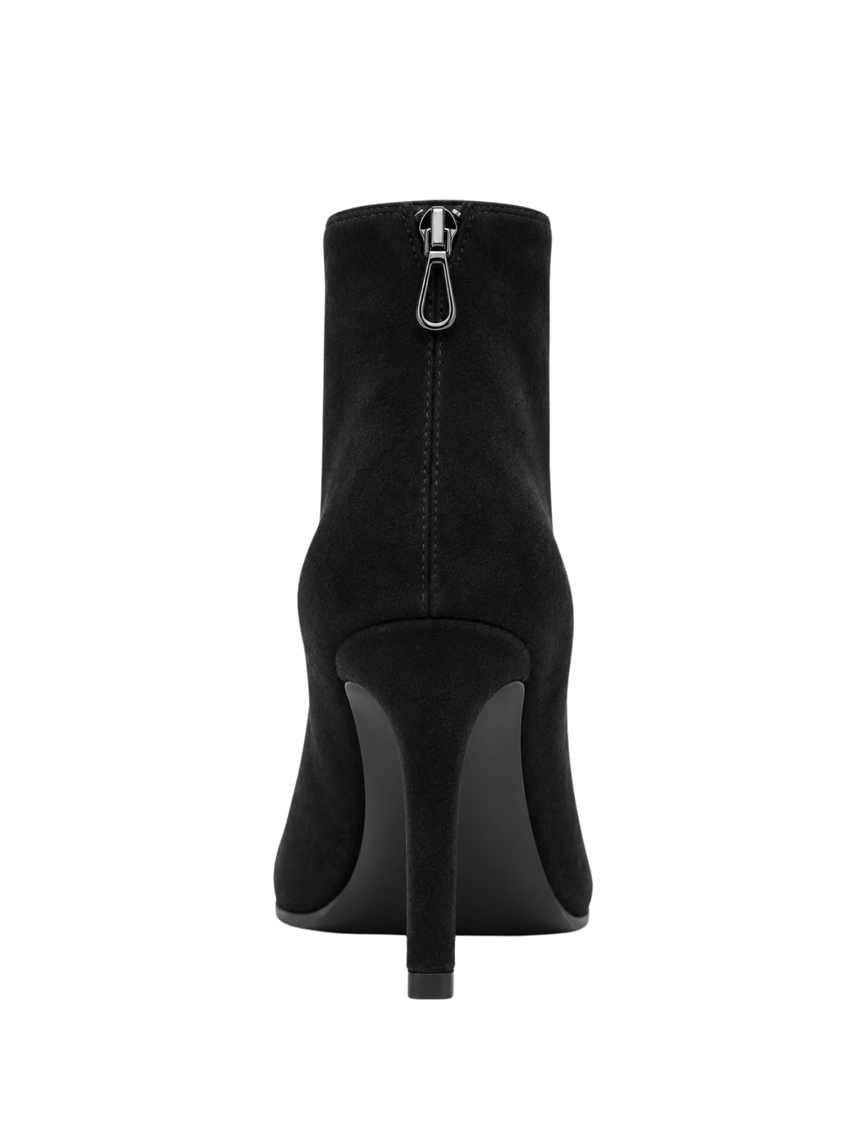 Evelyn Pointed Toe Suede Heeled Ankle Boot-Black