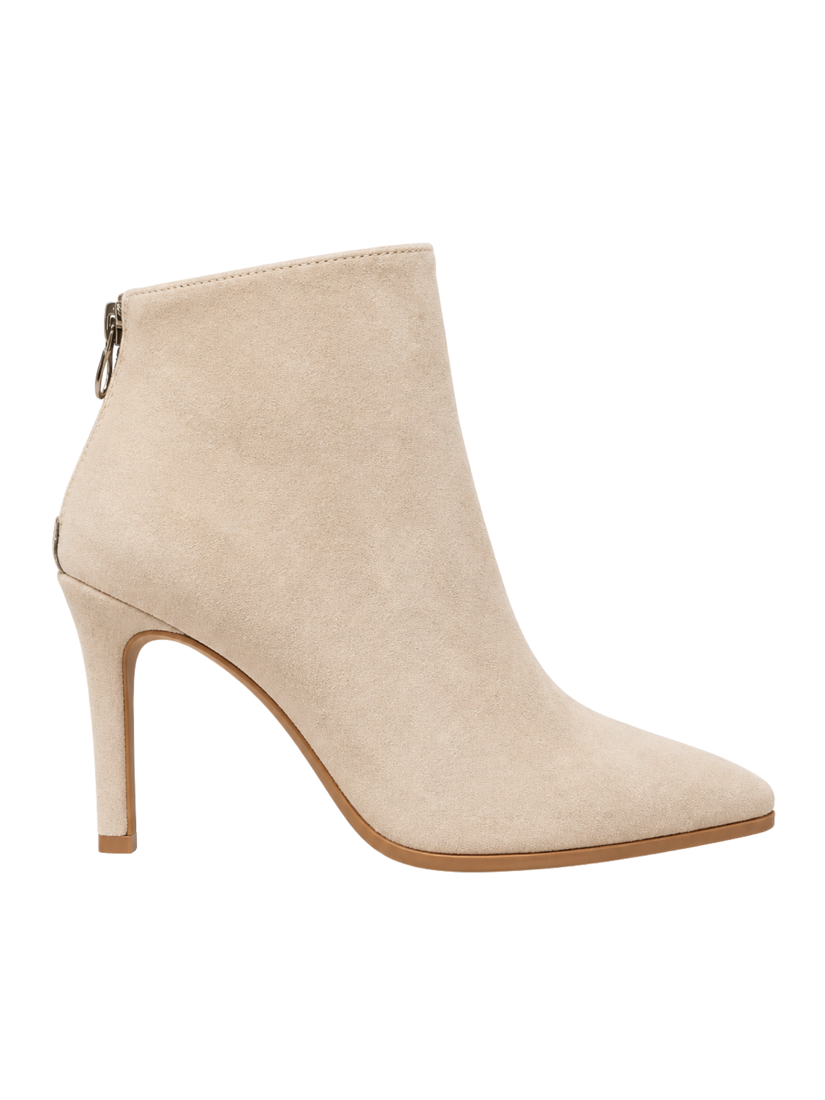 Evelyn Pointed Toe Suede Heeled Ankle Boot-Sand