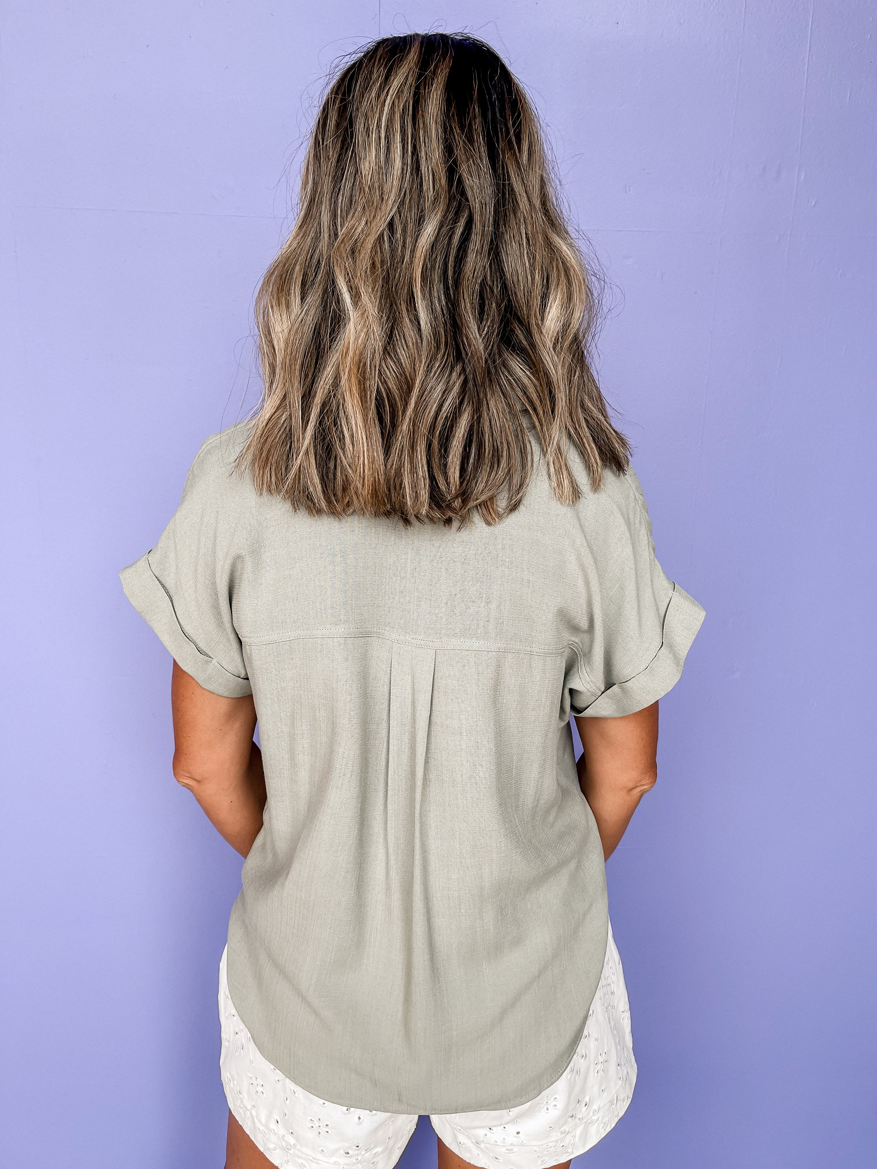 Everyday Memories Button Front Top-Sage