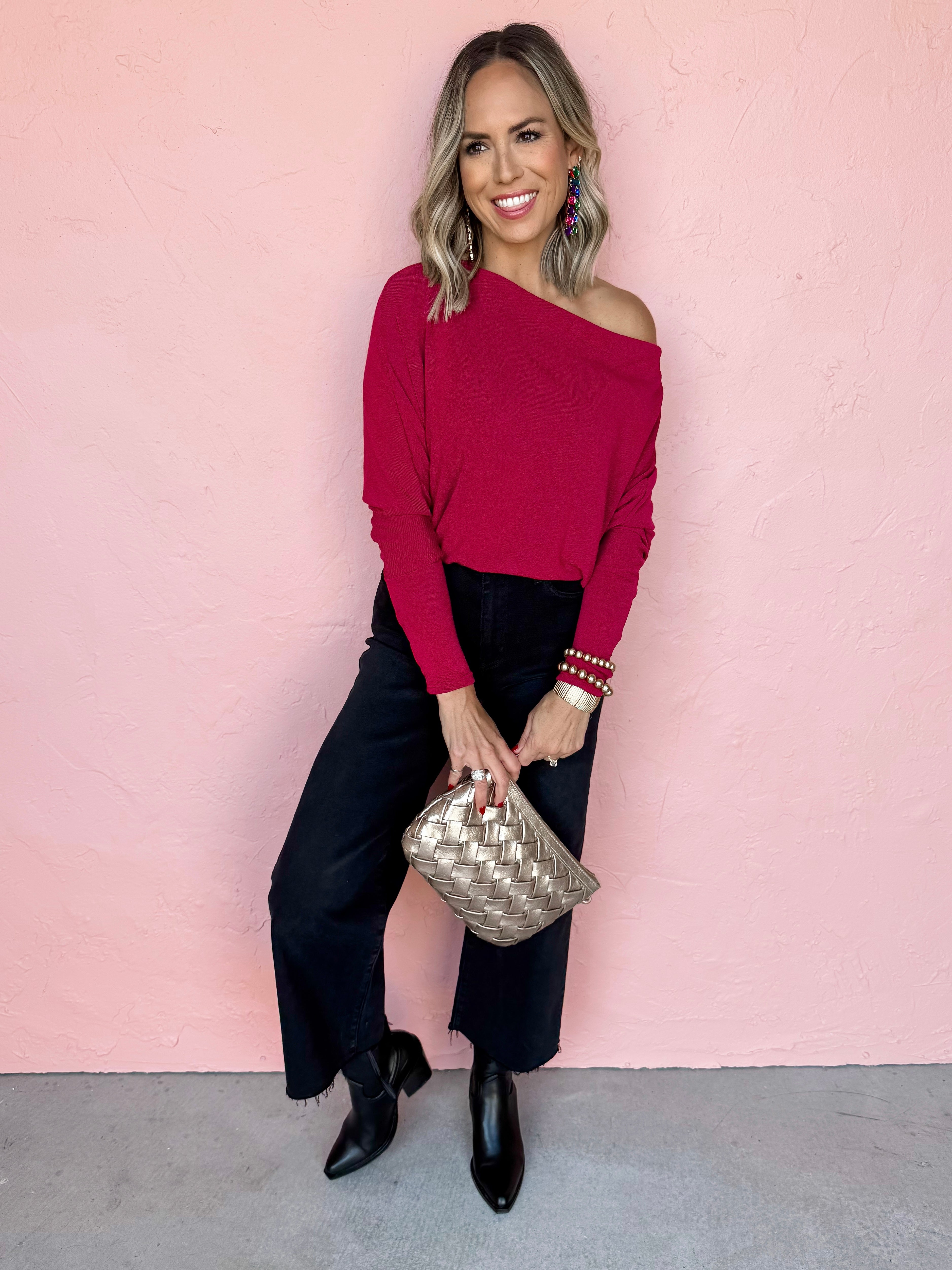 Everywhere Long Sleeve Top-Cranberry