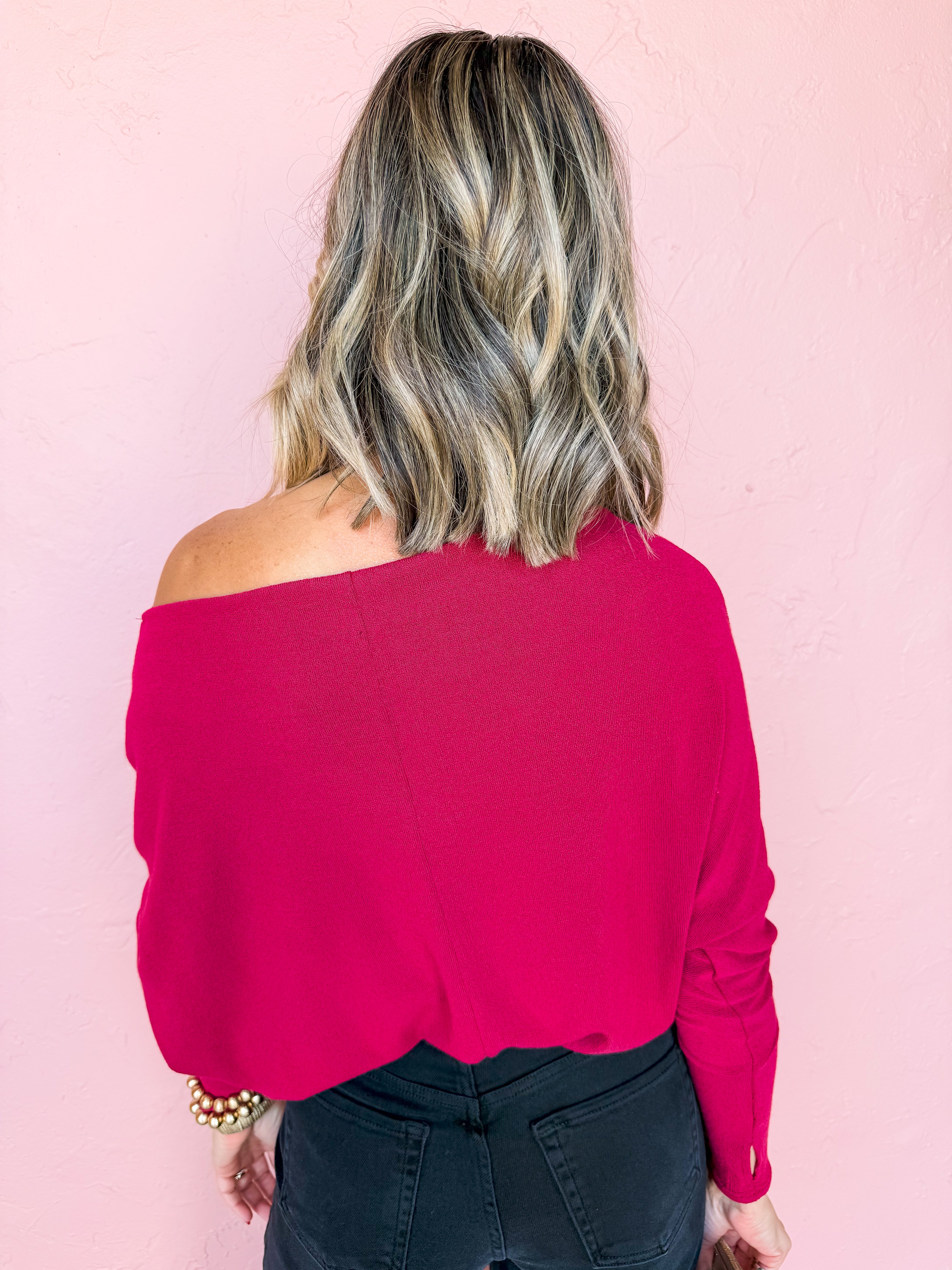 Everywhere Long Sleeve Top-Cranberry