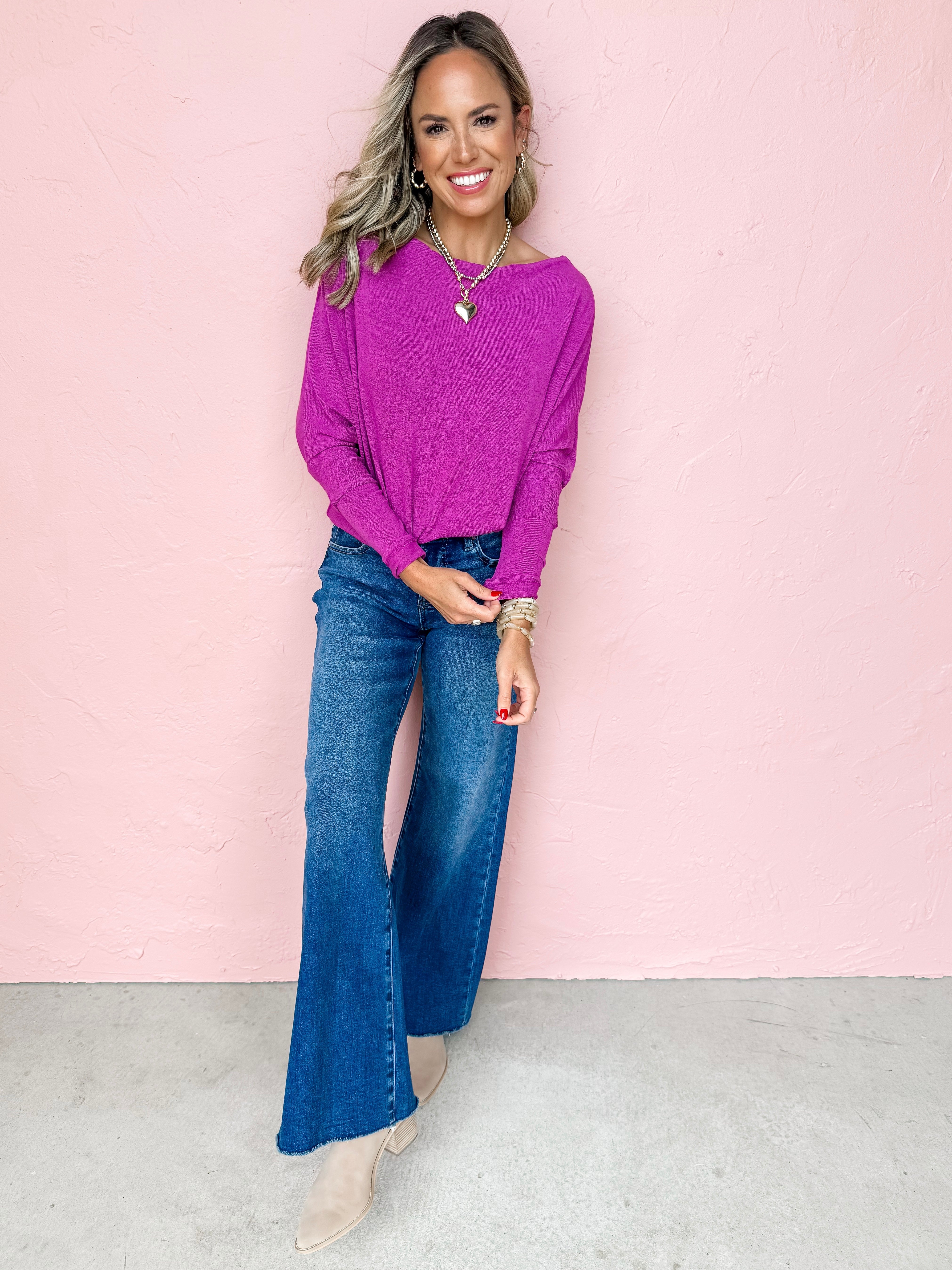 Everywhere Long Sleeve Top-Magenta