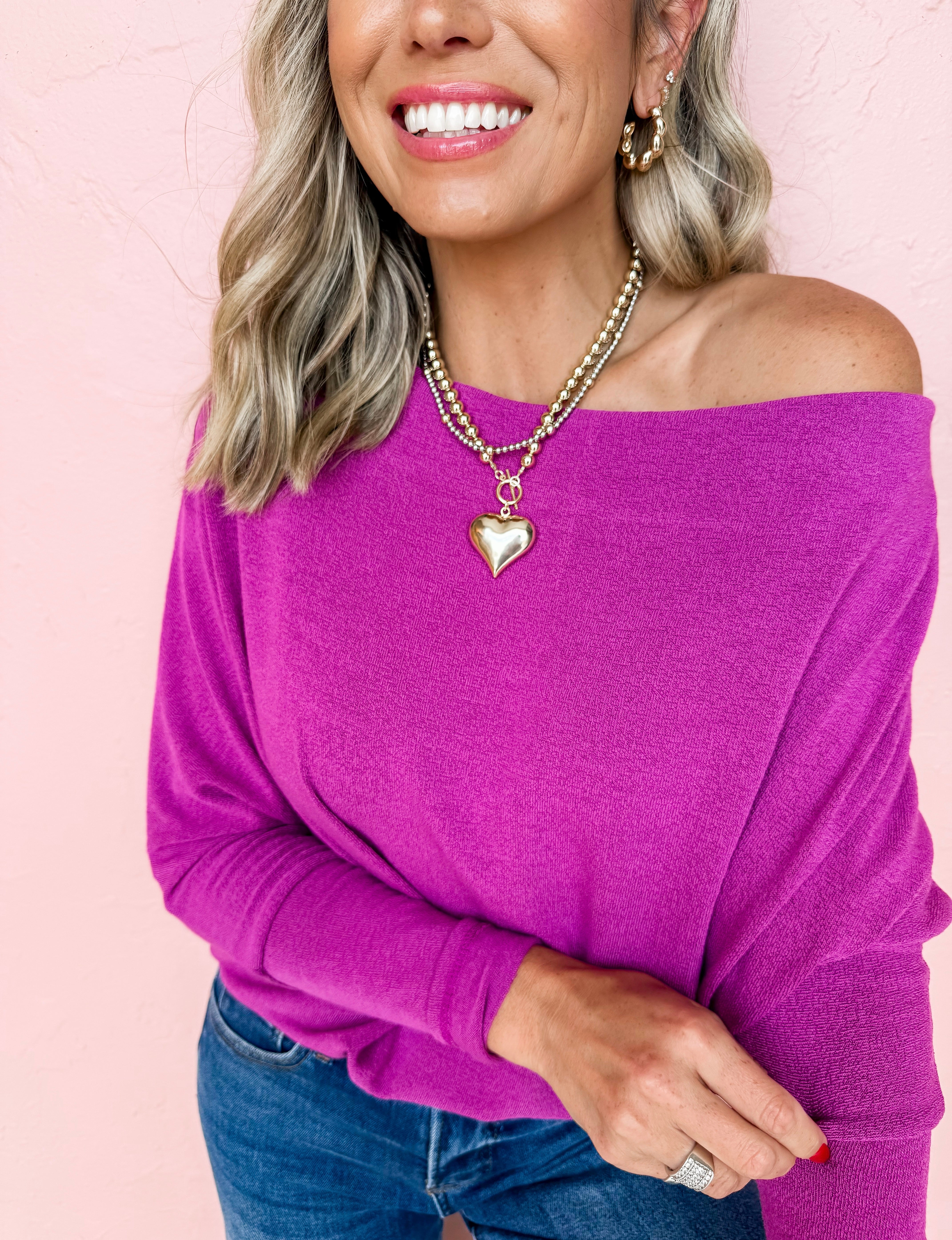 Everywhere Long Sleeve Top-Magenta