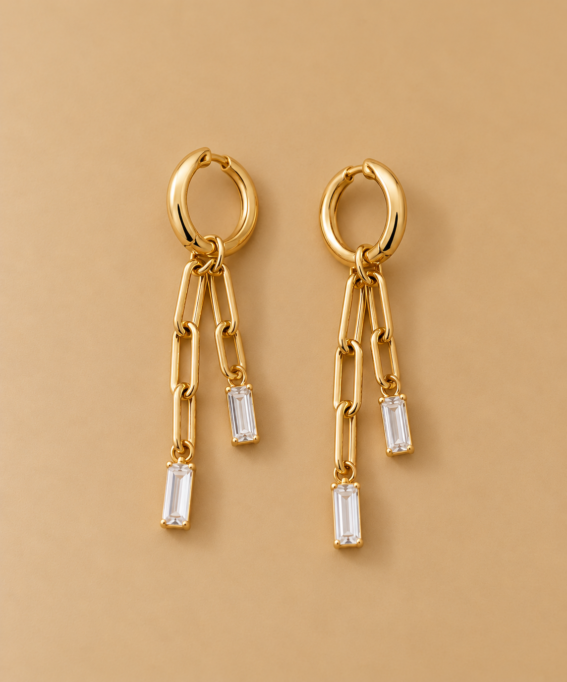 Faith Rhinestone Drop Hoop Earrings
