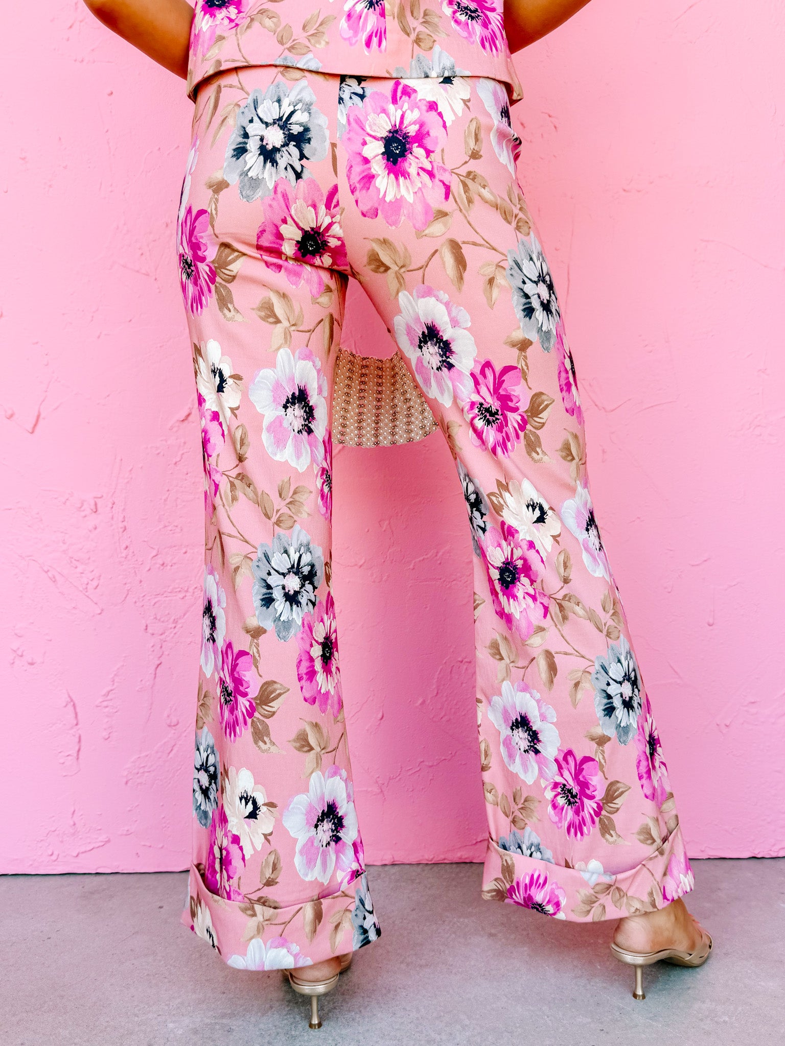 Farrah Floral Cuffed Wide Leg Pants