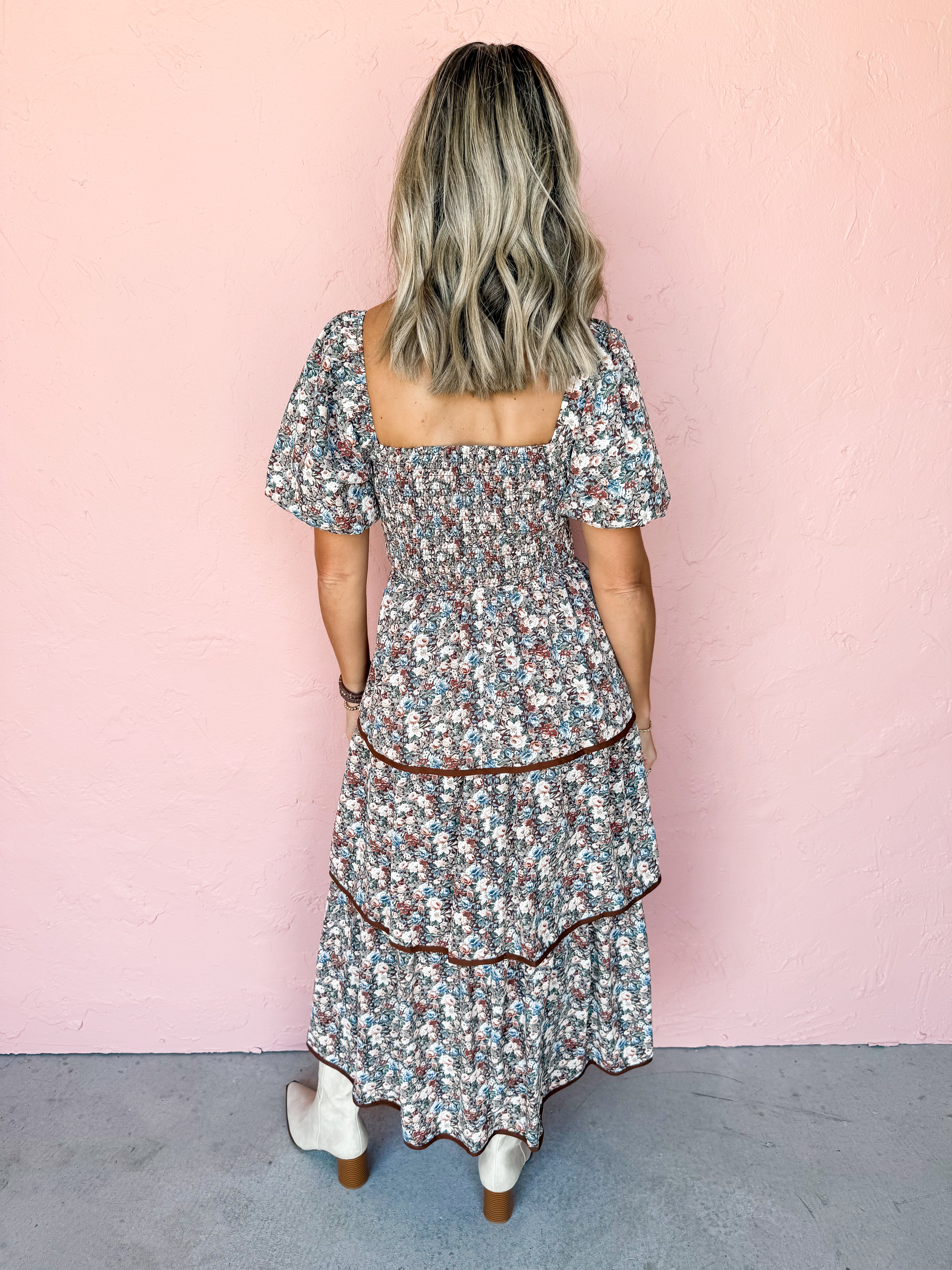 Feeling Appreciated Floral Tiered Midi Dress