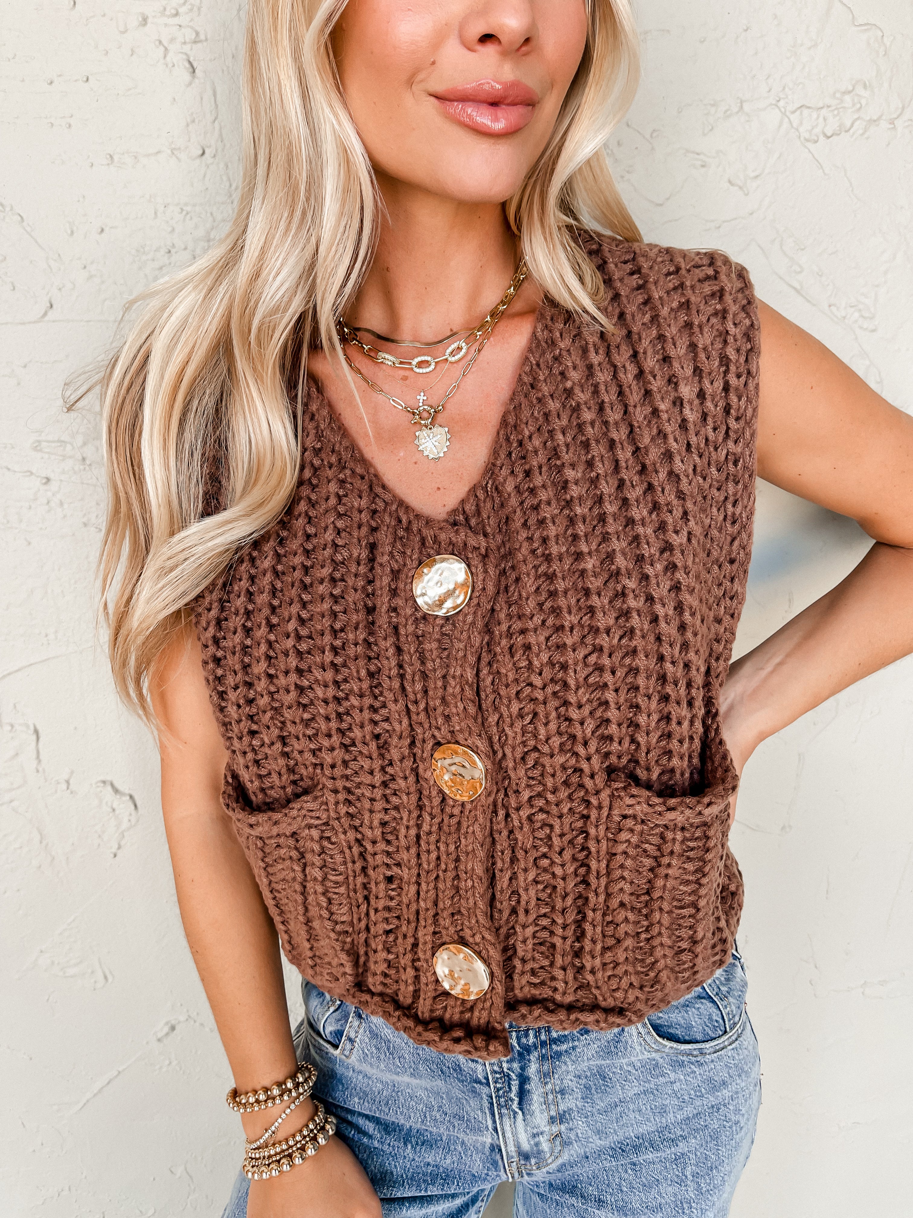 Feeling Cozy Sweater Vest-Brown