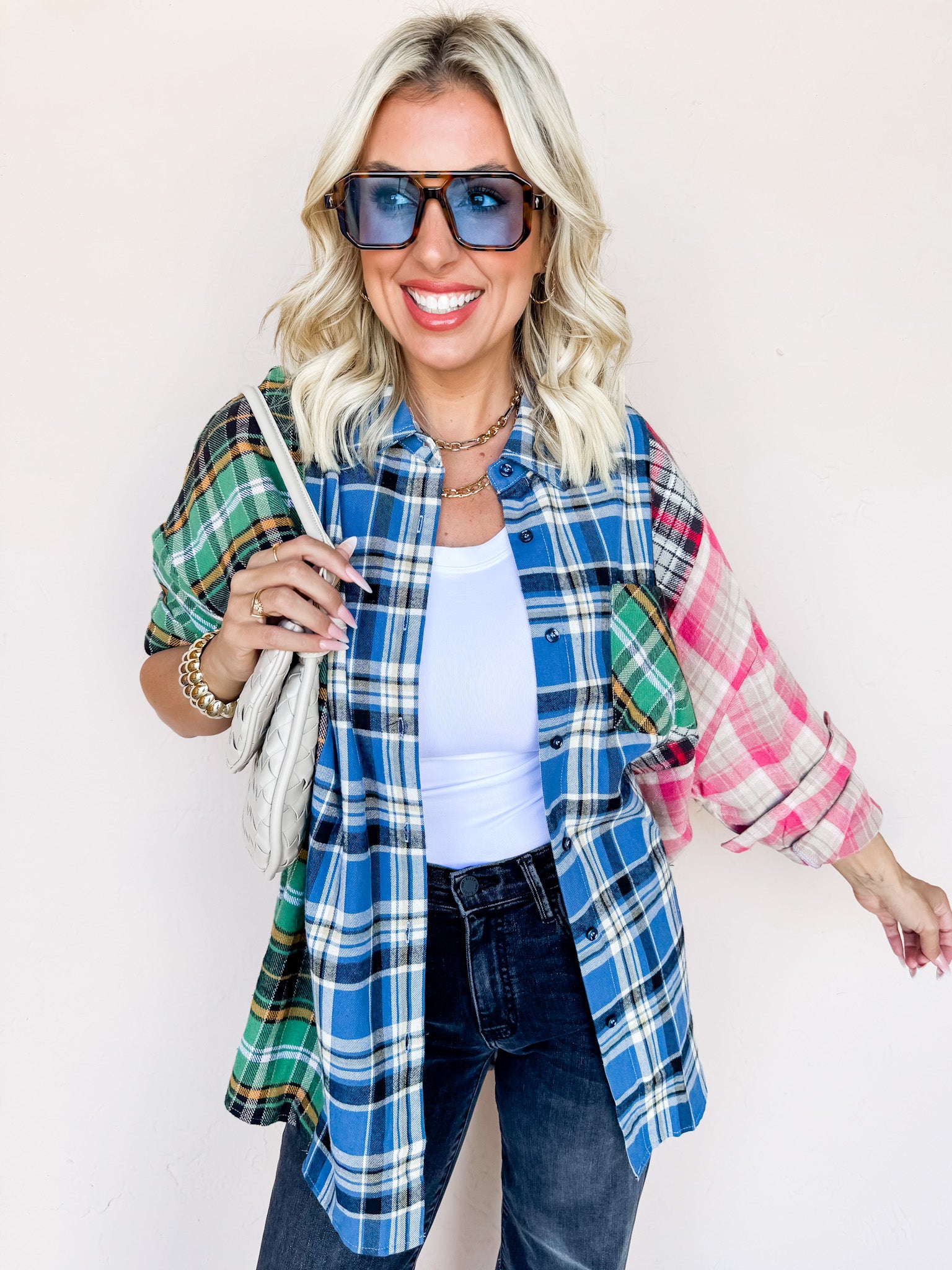 Feeling The Fun Color Block Plaid Top