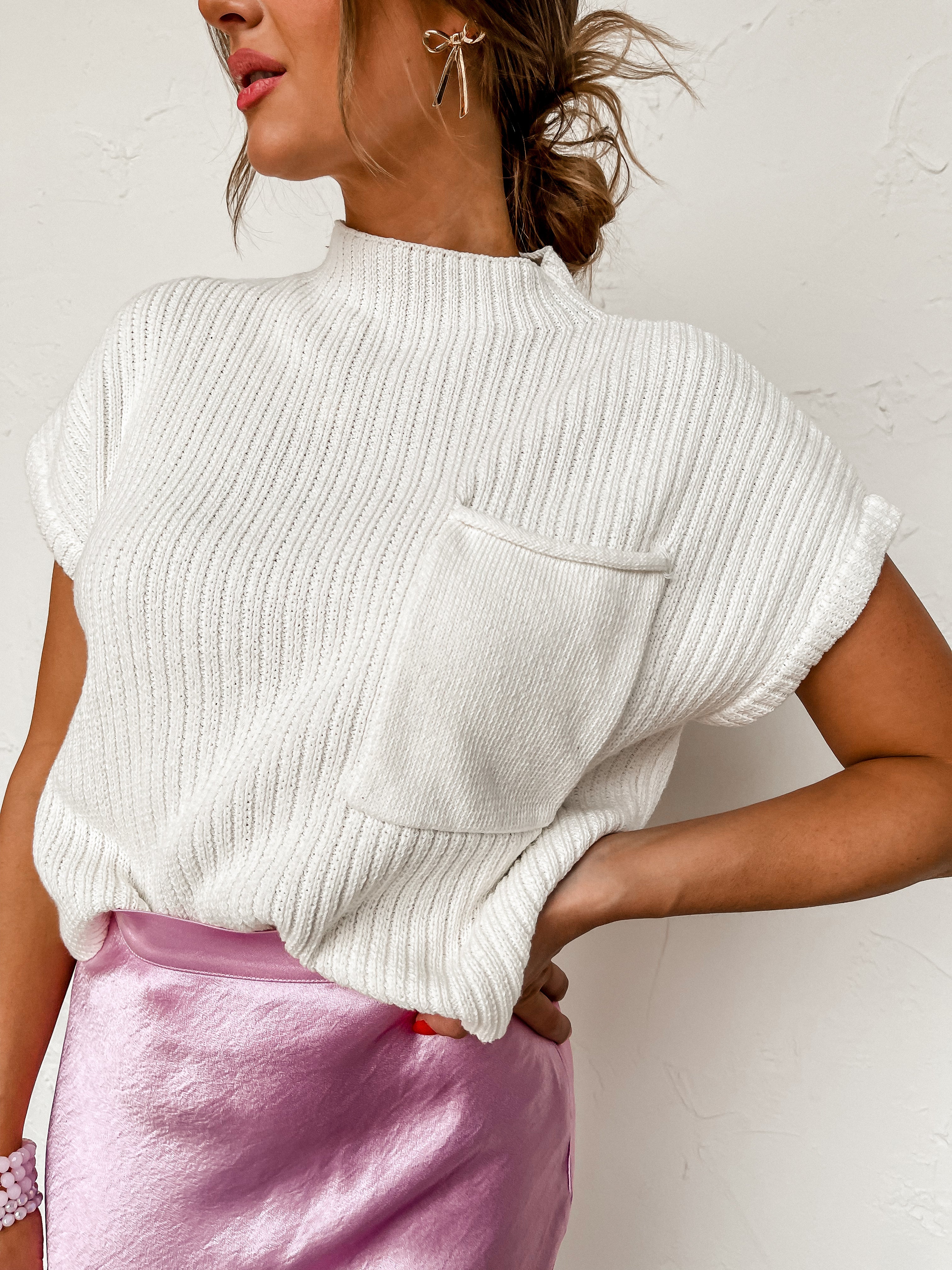 Feels So Right Mock Neck Knit Top-Off White