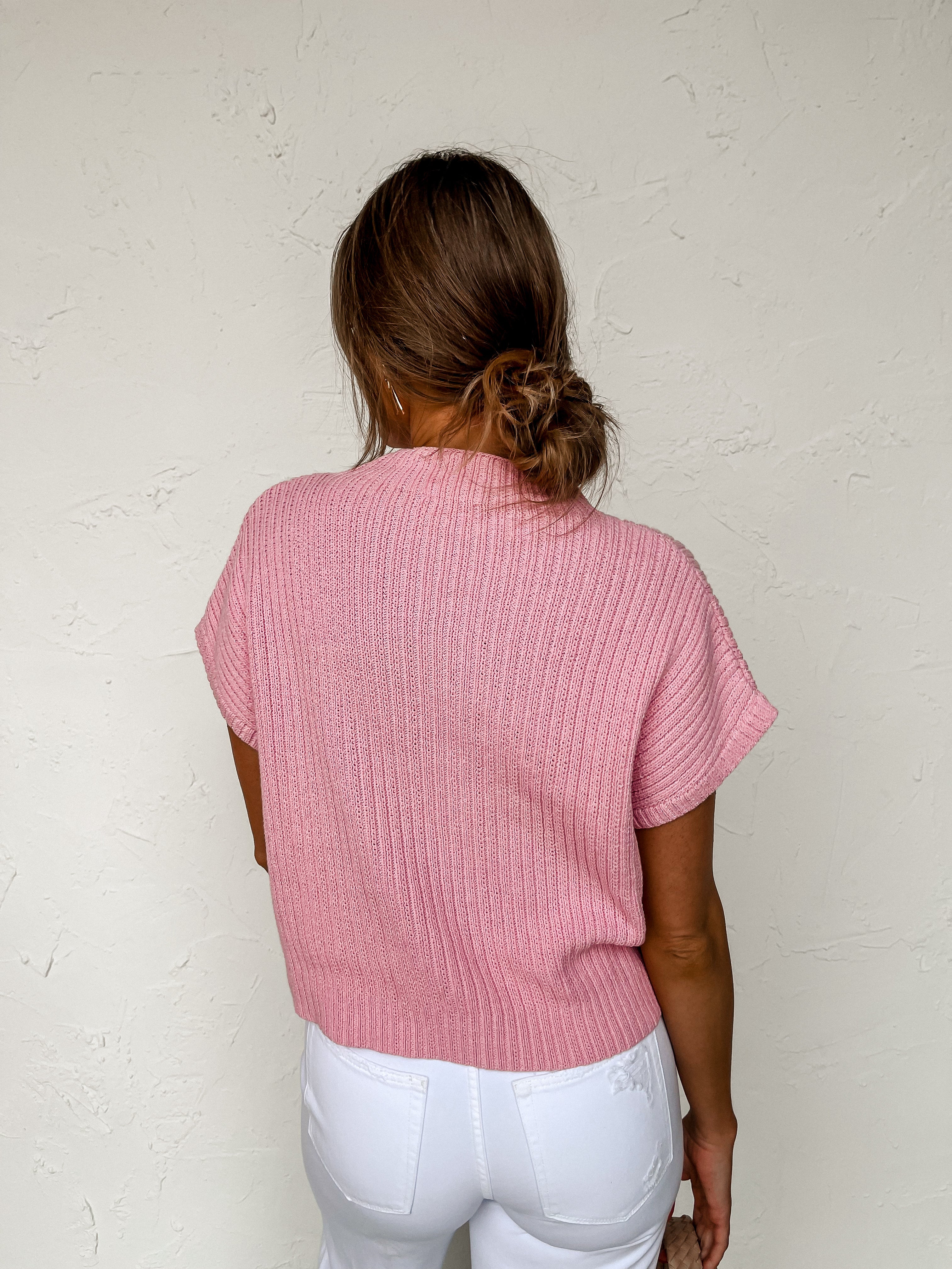 Feels So Right Mock Neck Knit Top-Pink