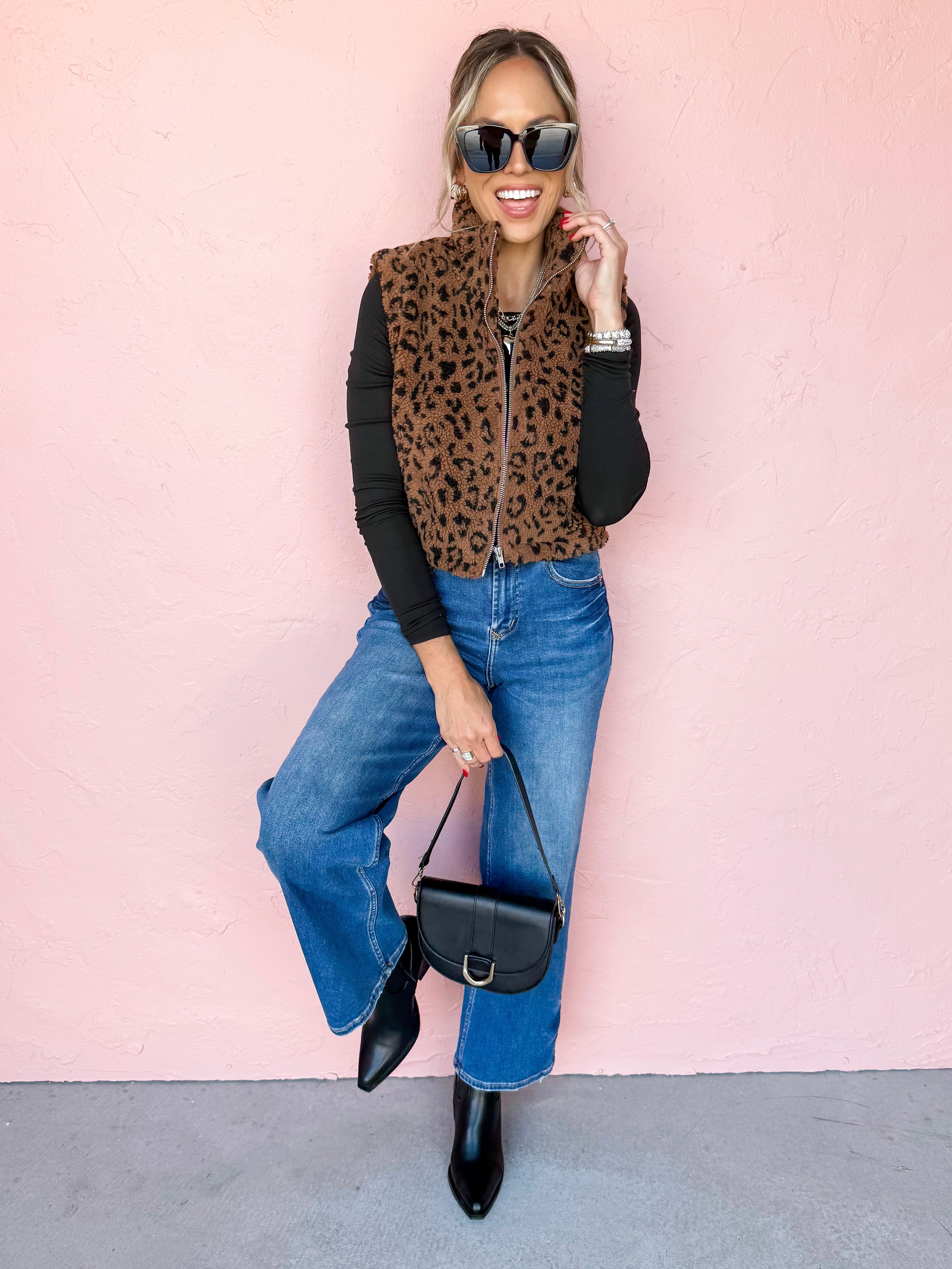 Fierce And Cozy Leopard Sherpa Vest