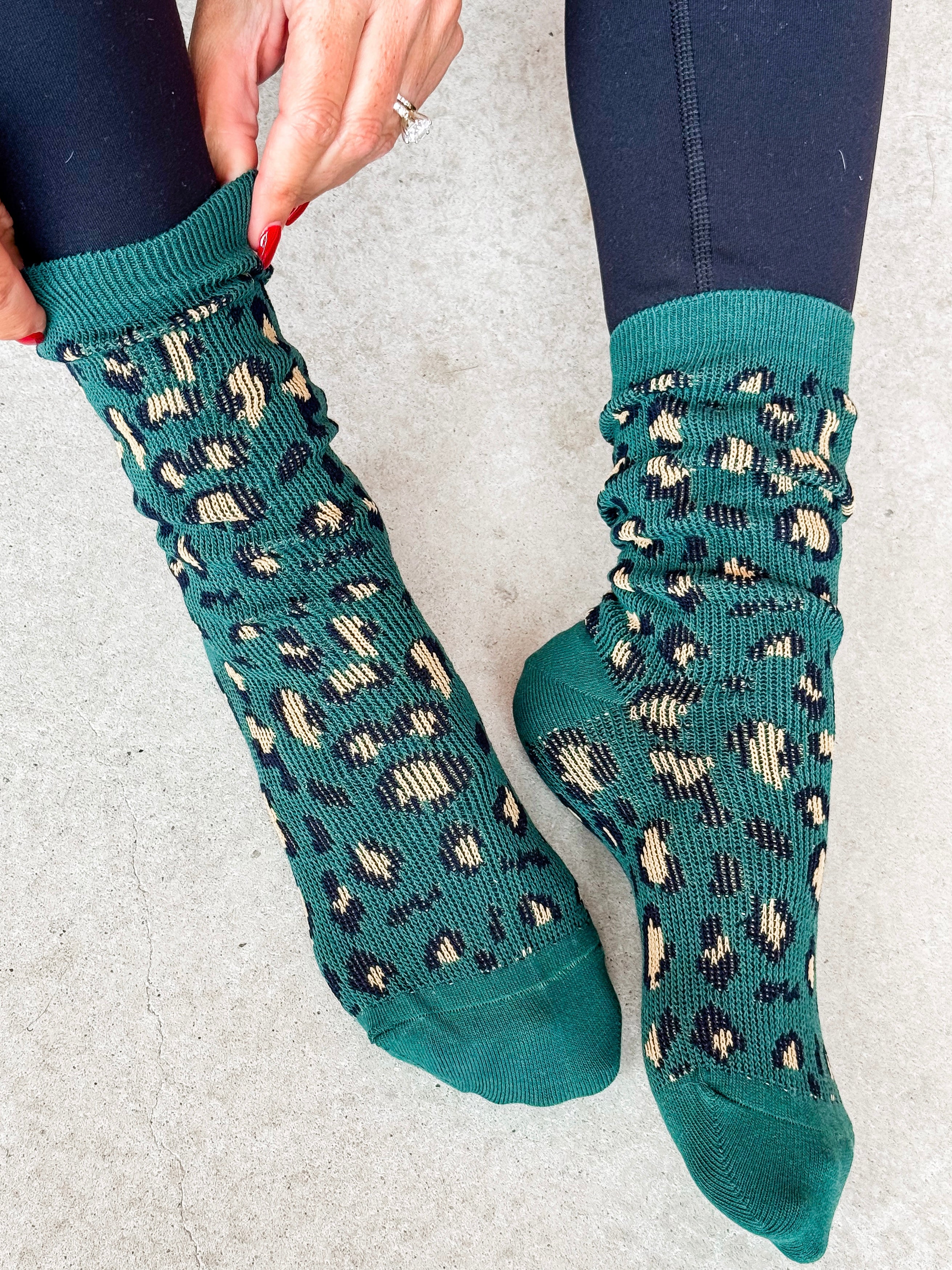 Fireside Chats Leopard Socks-Olive