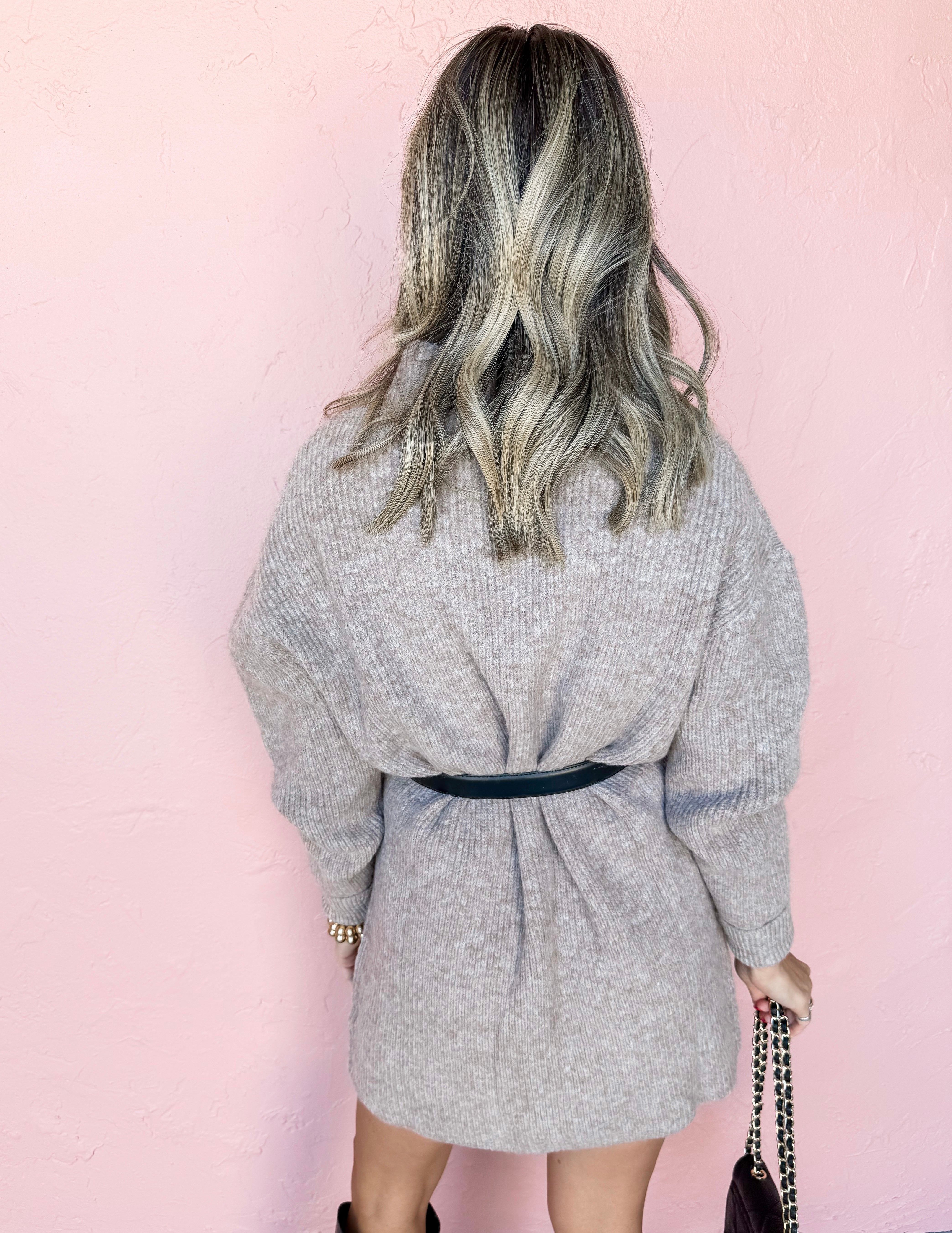 Fireside Festivities Sweater Dress-Latte