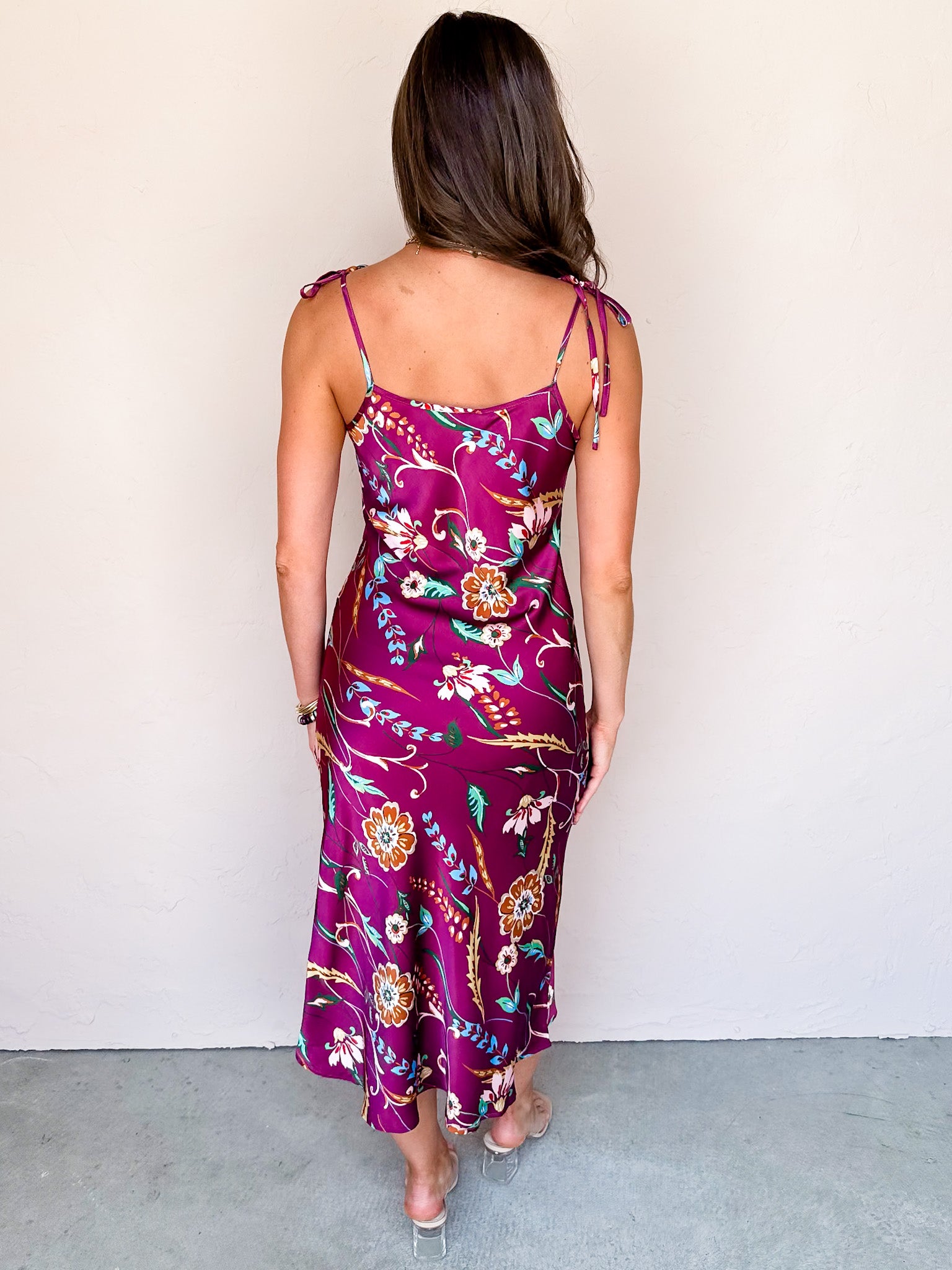 First Embrace Floral Tie Strap Midi Dress