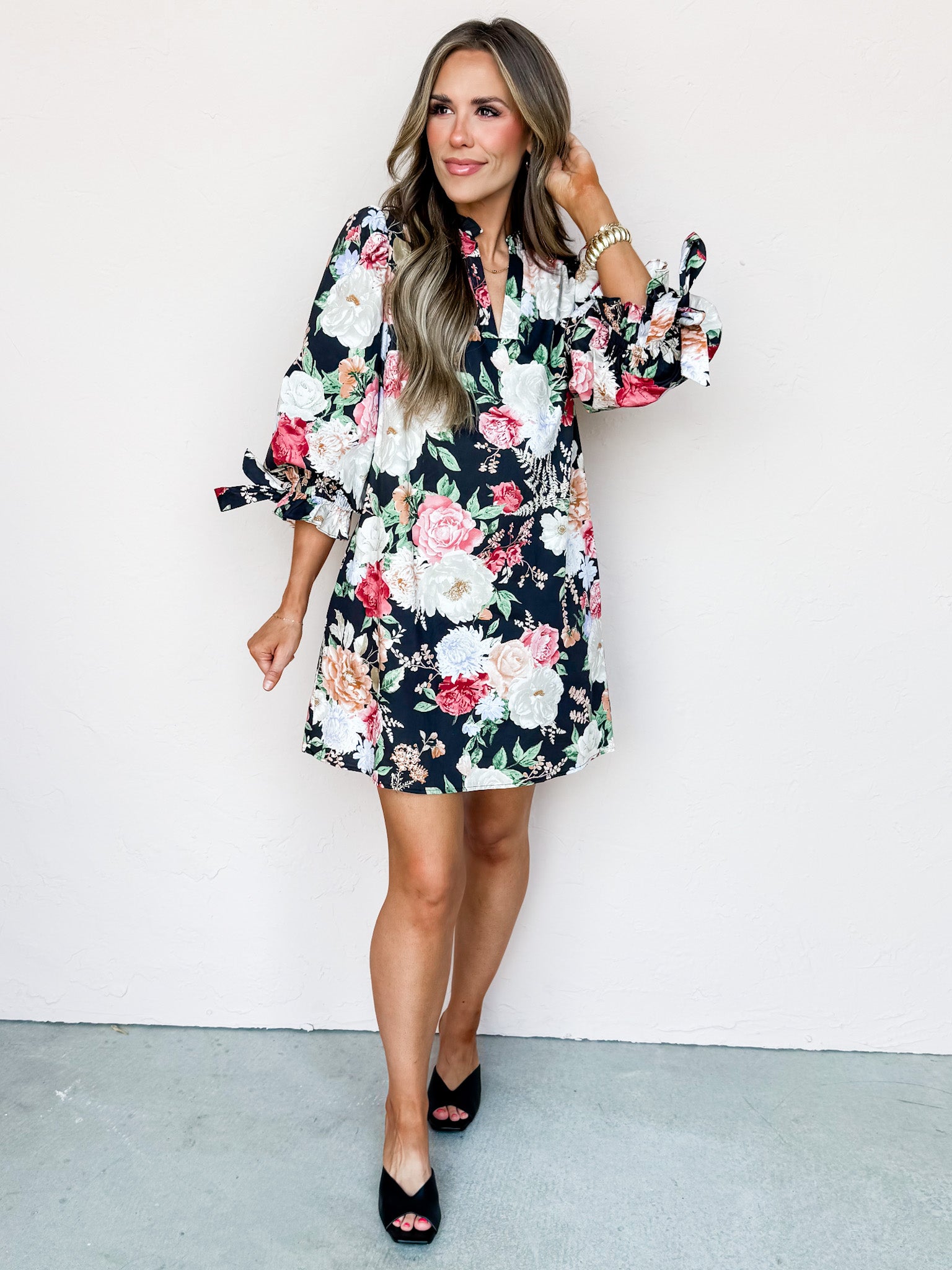 Floral Dreams V Neck Mini Dress