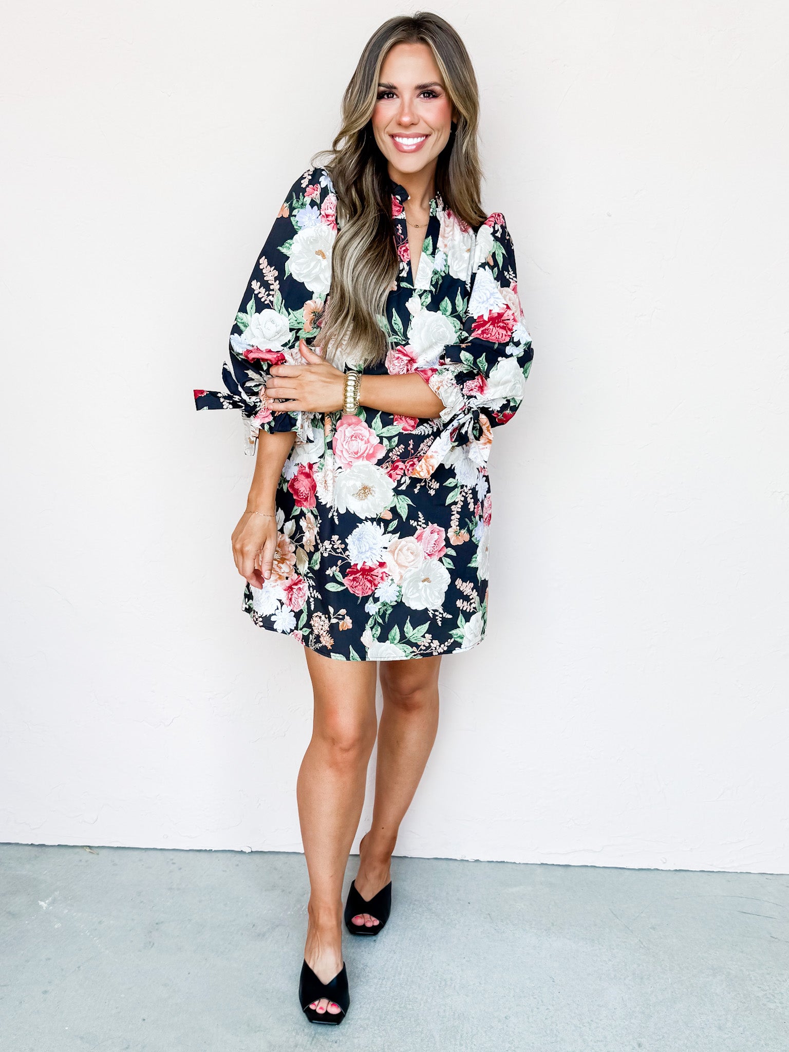 Floral Dreams V Neck Mini Dress