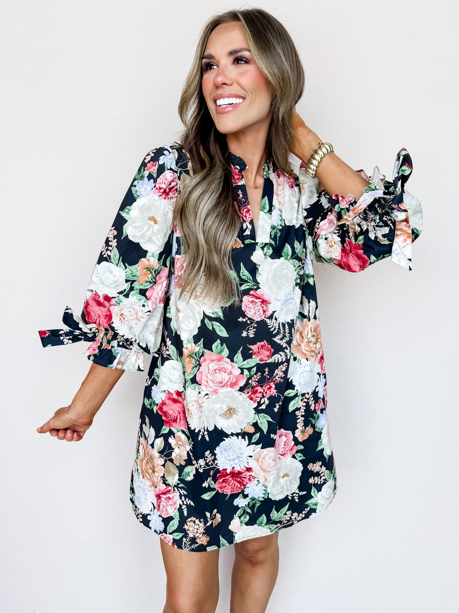 Floral Dreams V Neck Mini Dress