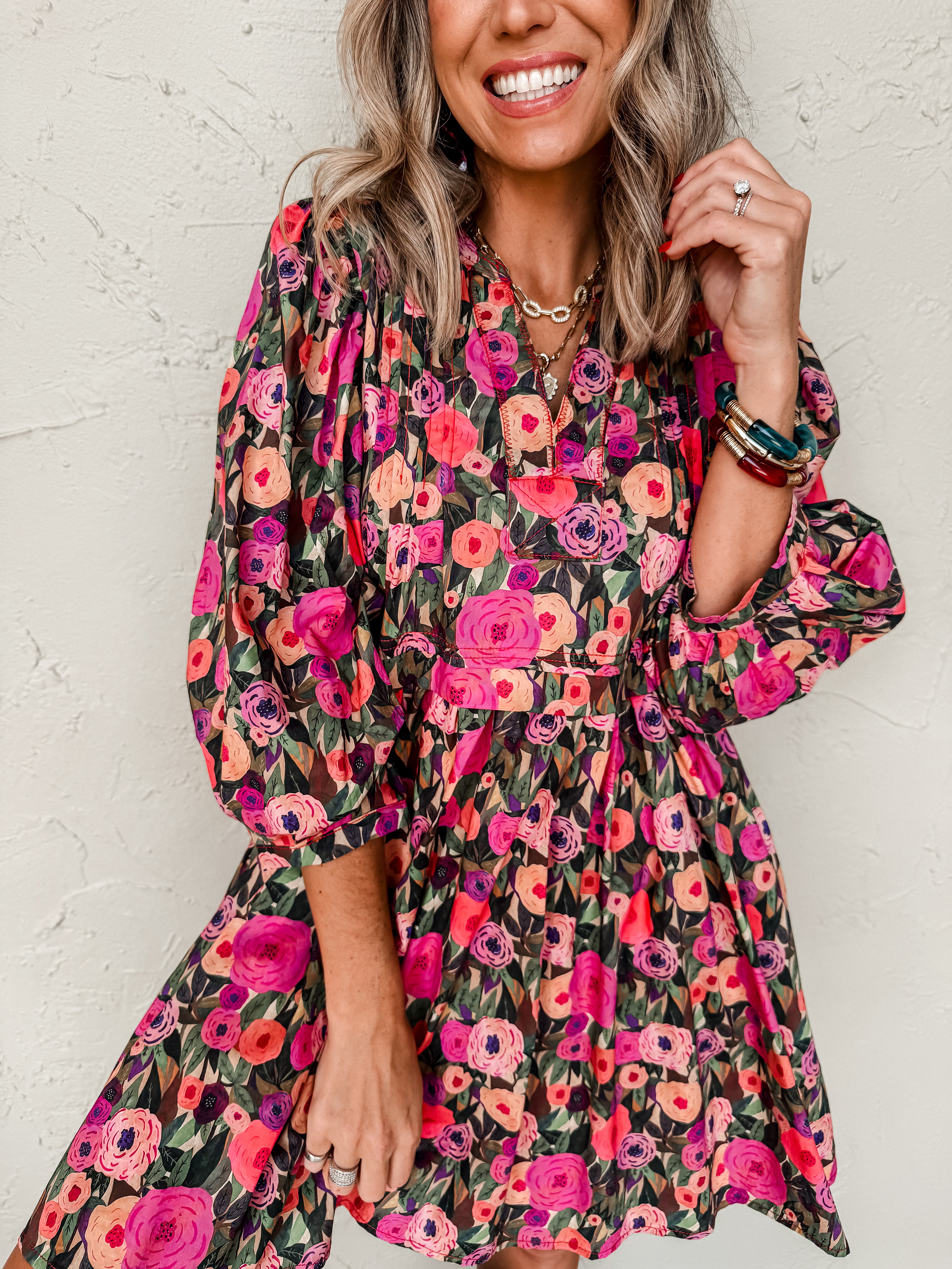 Floral Shop V Neck Mini Dress