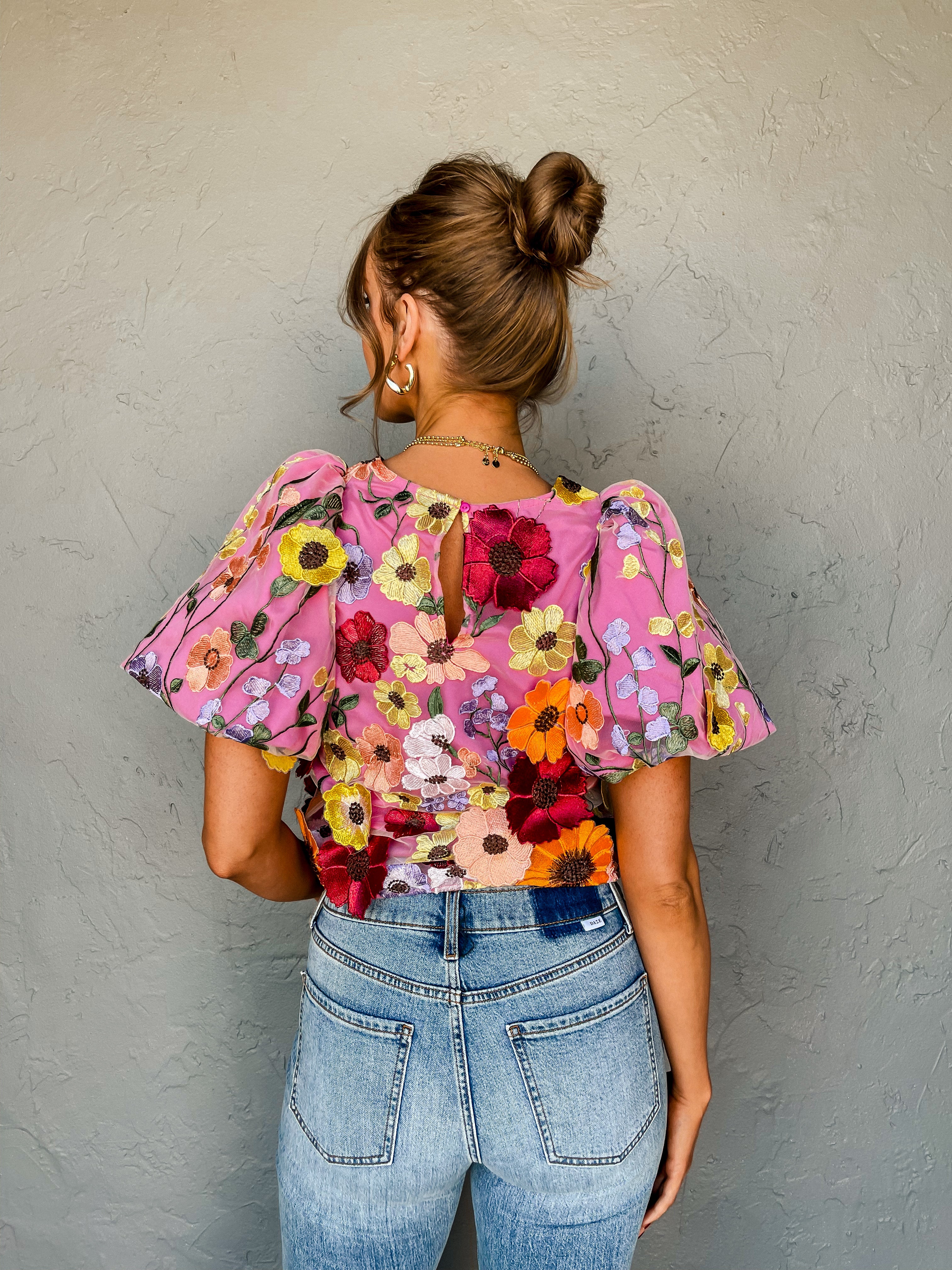 Flower Patch Floral Puff Sleeve Top