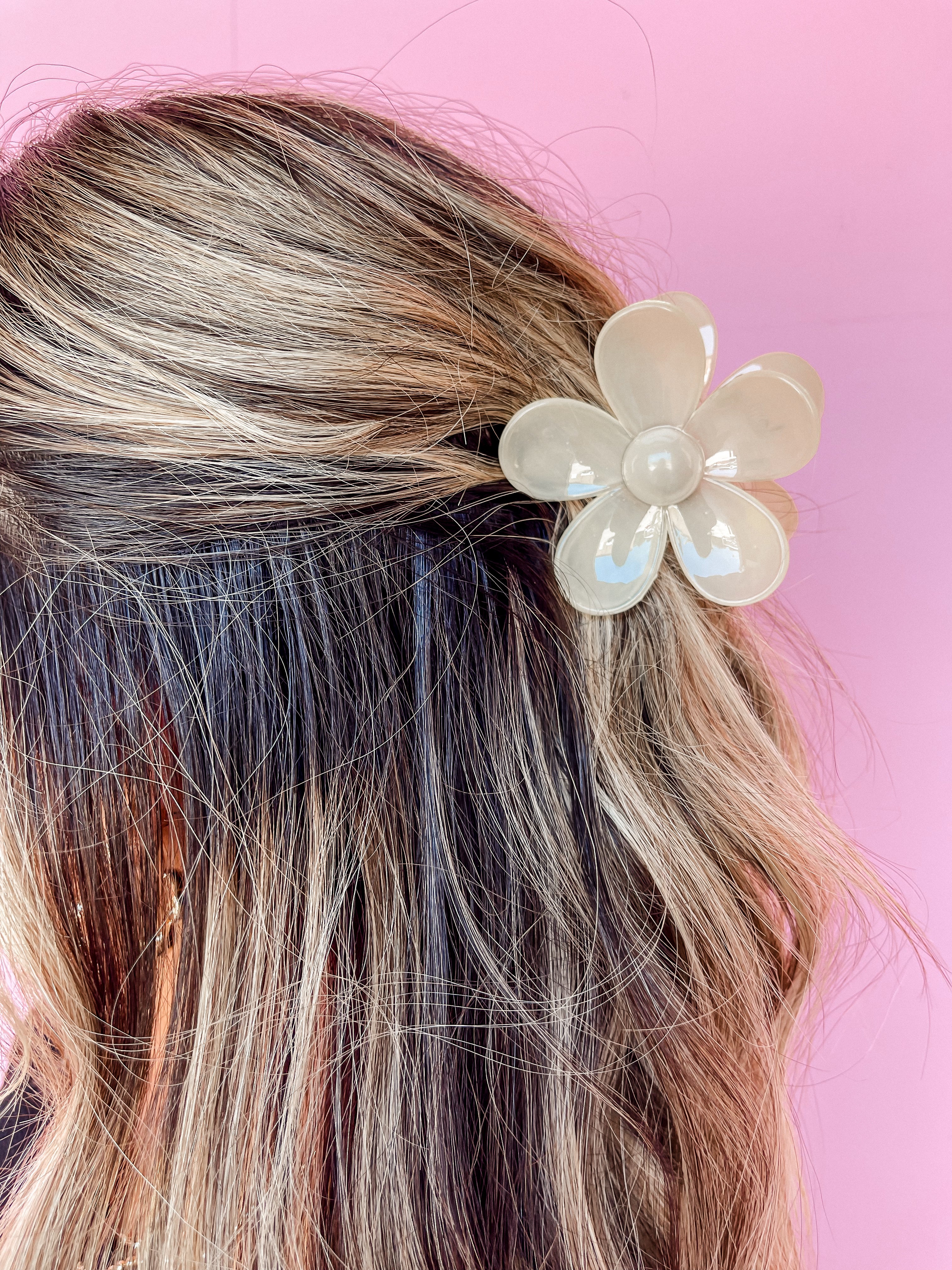 Flower Power Large Hair Claw Clip-Ivory