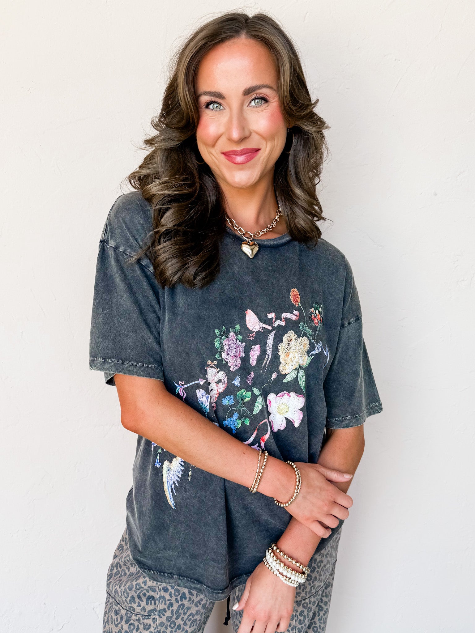 Flowers Bows And Birds Graphic Tee