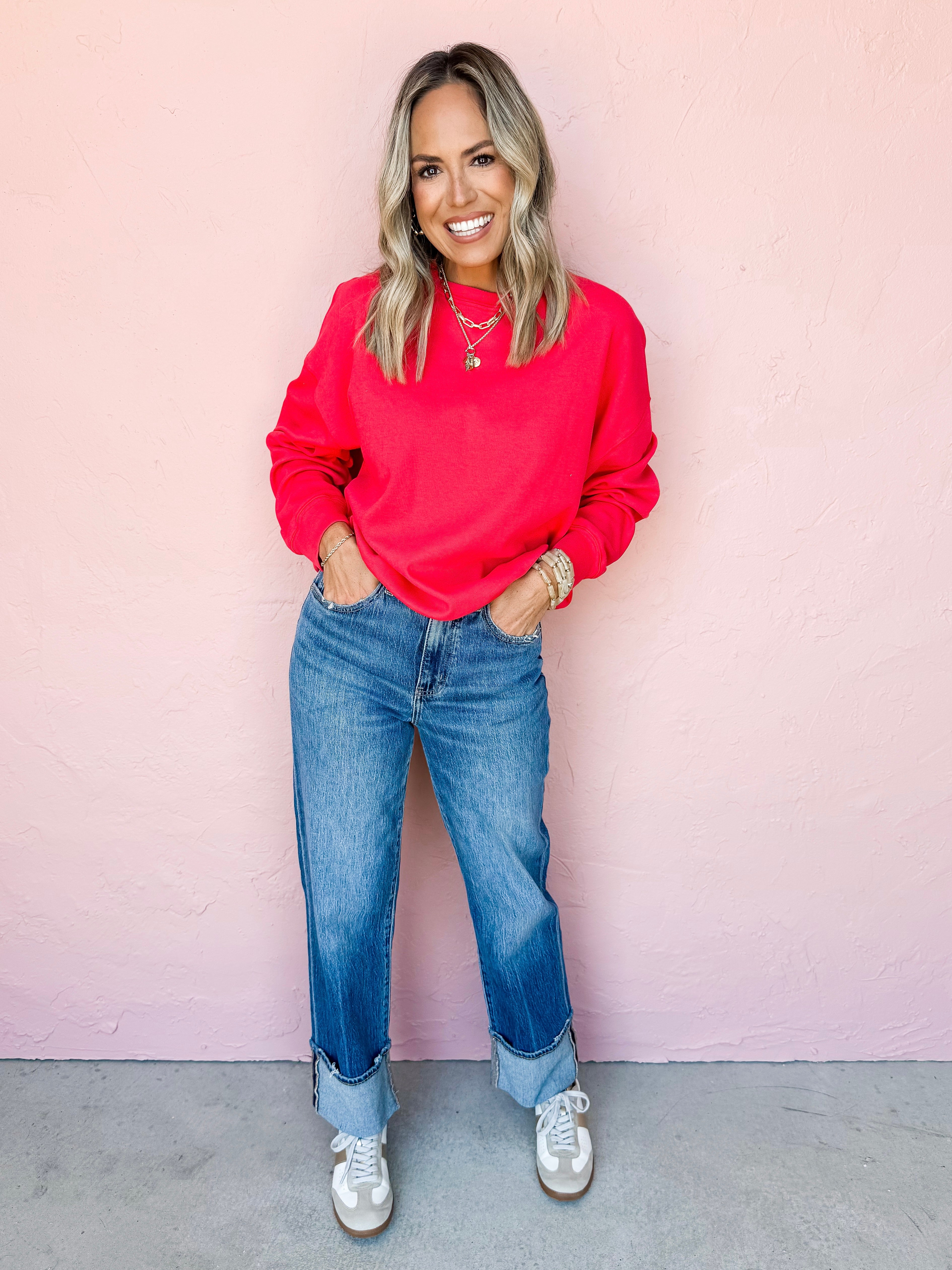 Found My Peace Relaxed Sweatshirt-Red