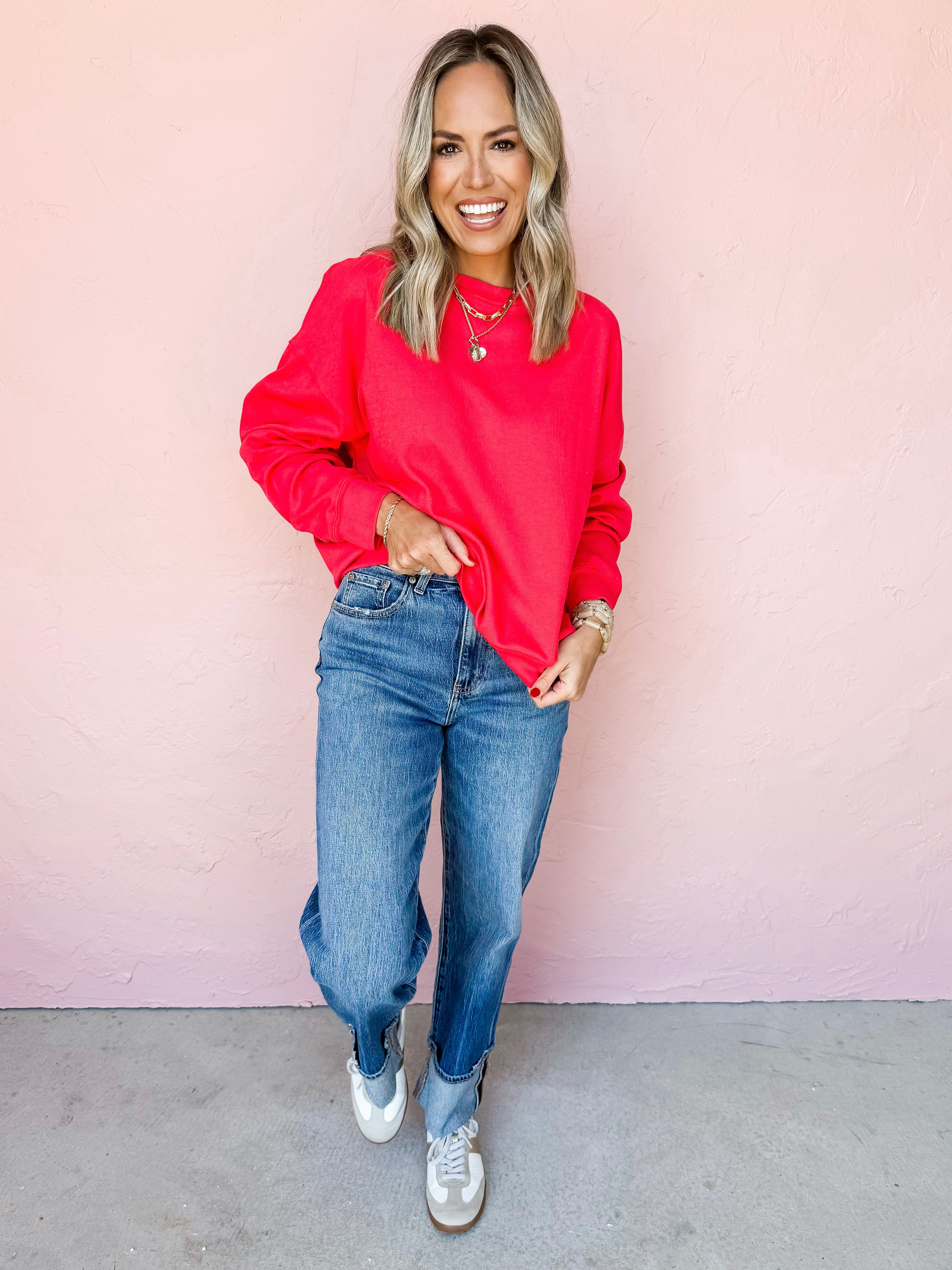 Found My Peace Relaxed Sweatshirt-Red