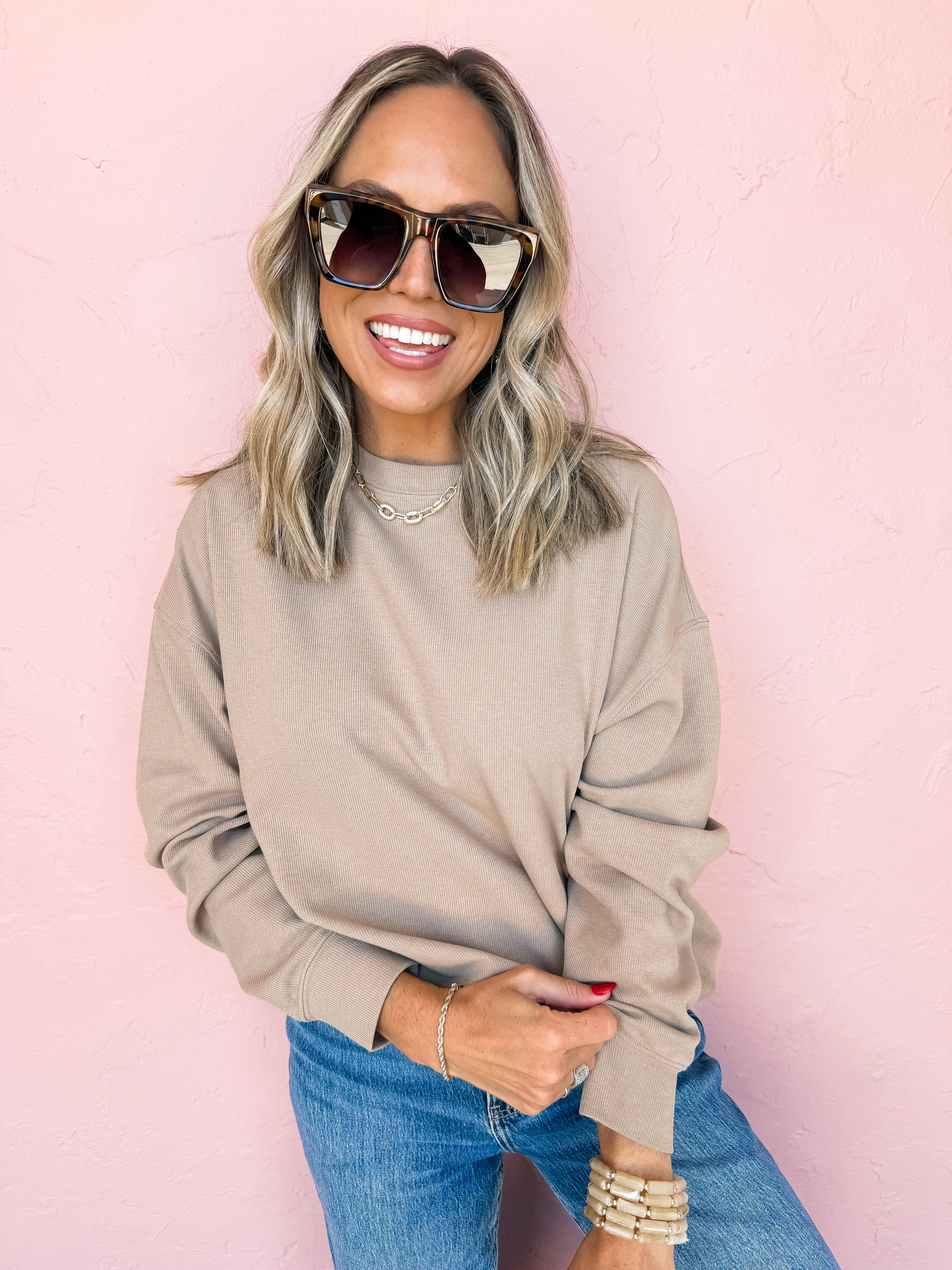 Found My Peace Relaxed Sweatshirt-Tan