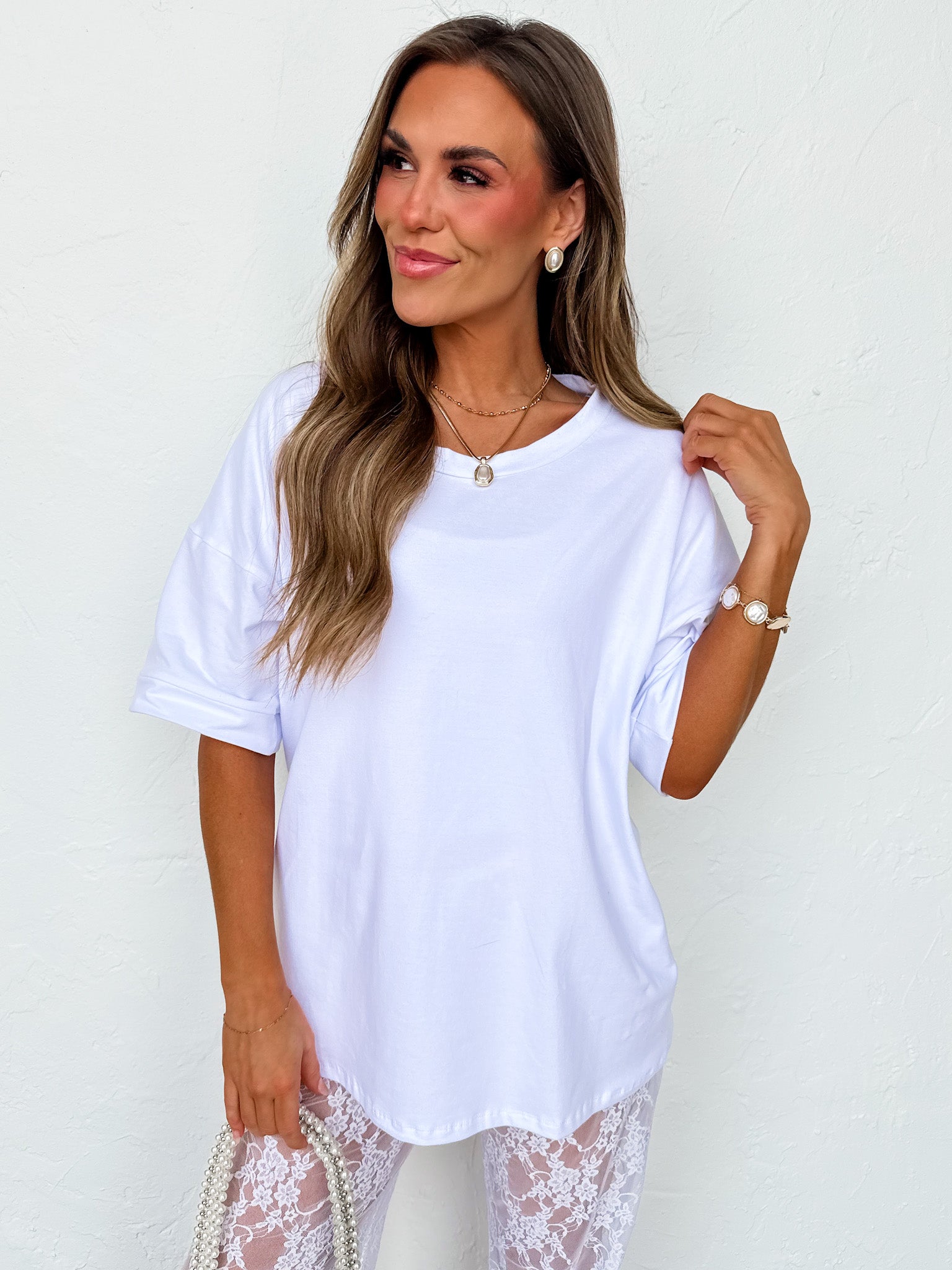 Frankie White Cotton Boyfriend Tee - Made in USA