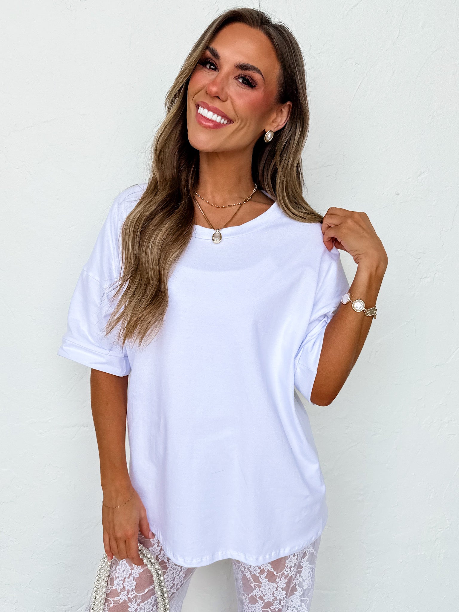 Frankie White Cotton Boyfriend Tee - Made in USA