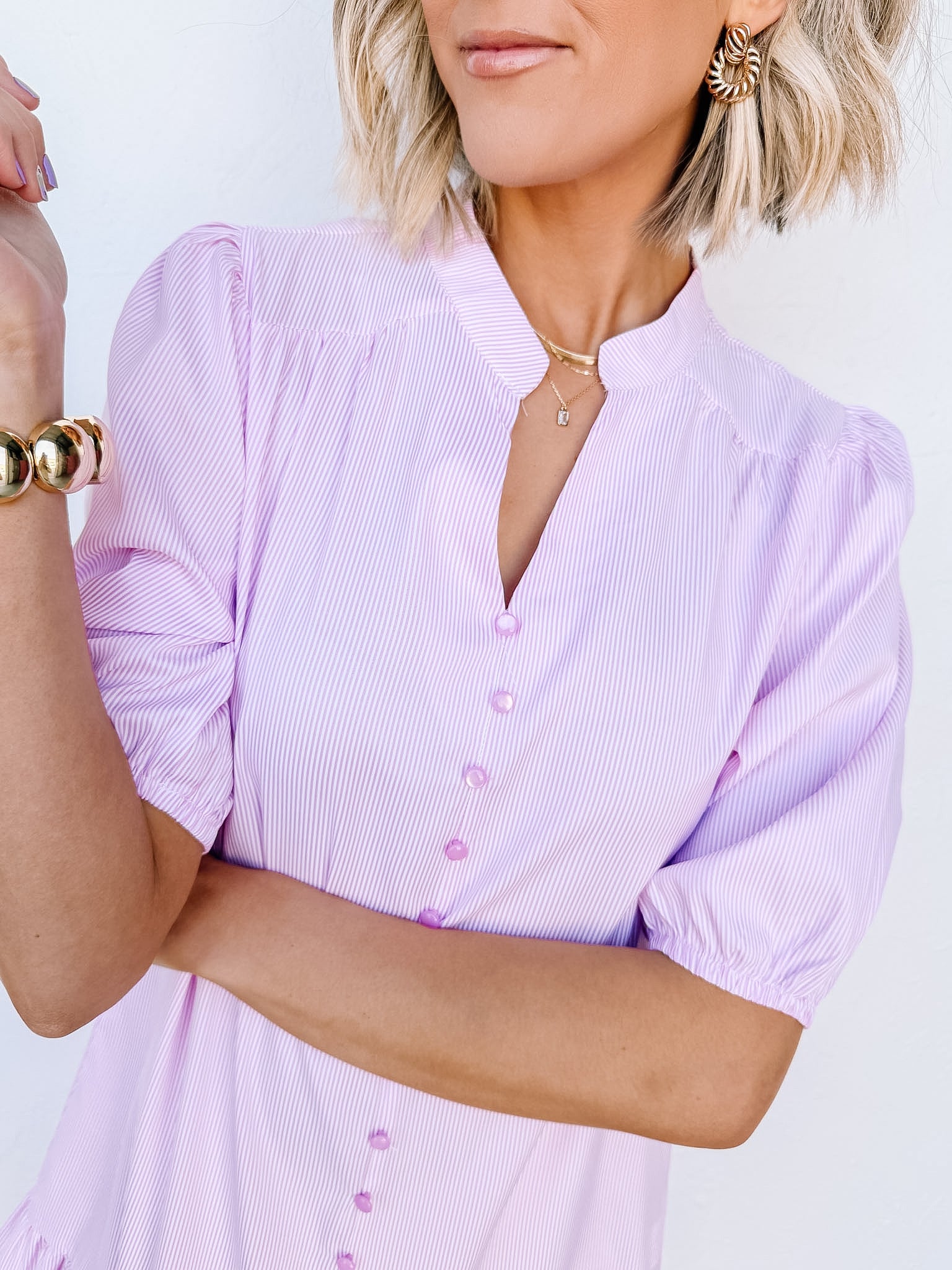 Frannie Button Front Mini Dress-Pink