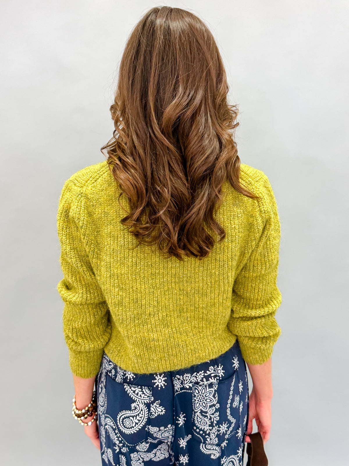 Frannie Textured Crew Neck Sweater-Olive
