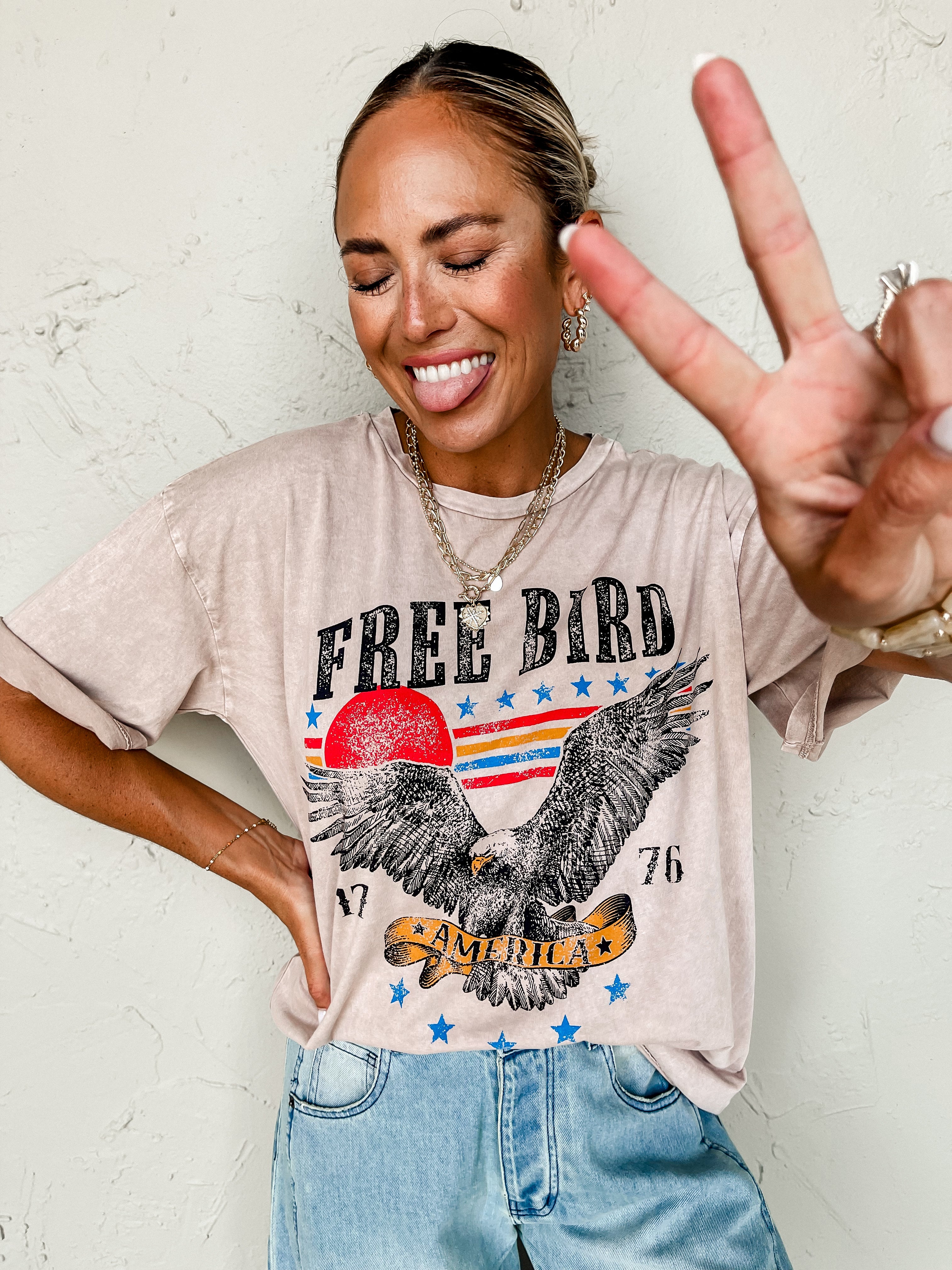 Free Bird America Oversized Graphic Tee