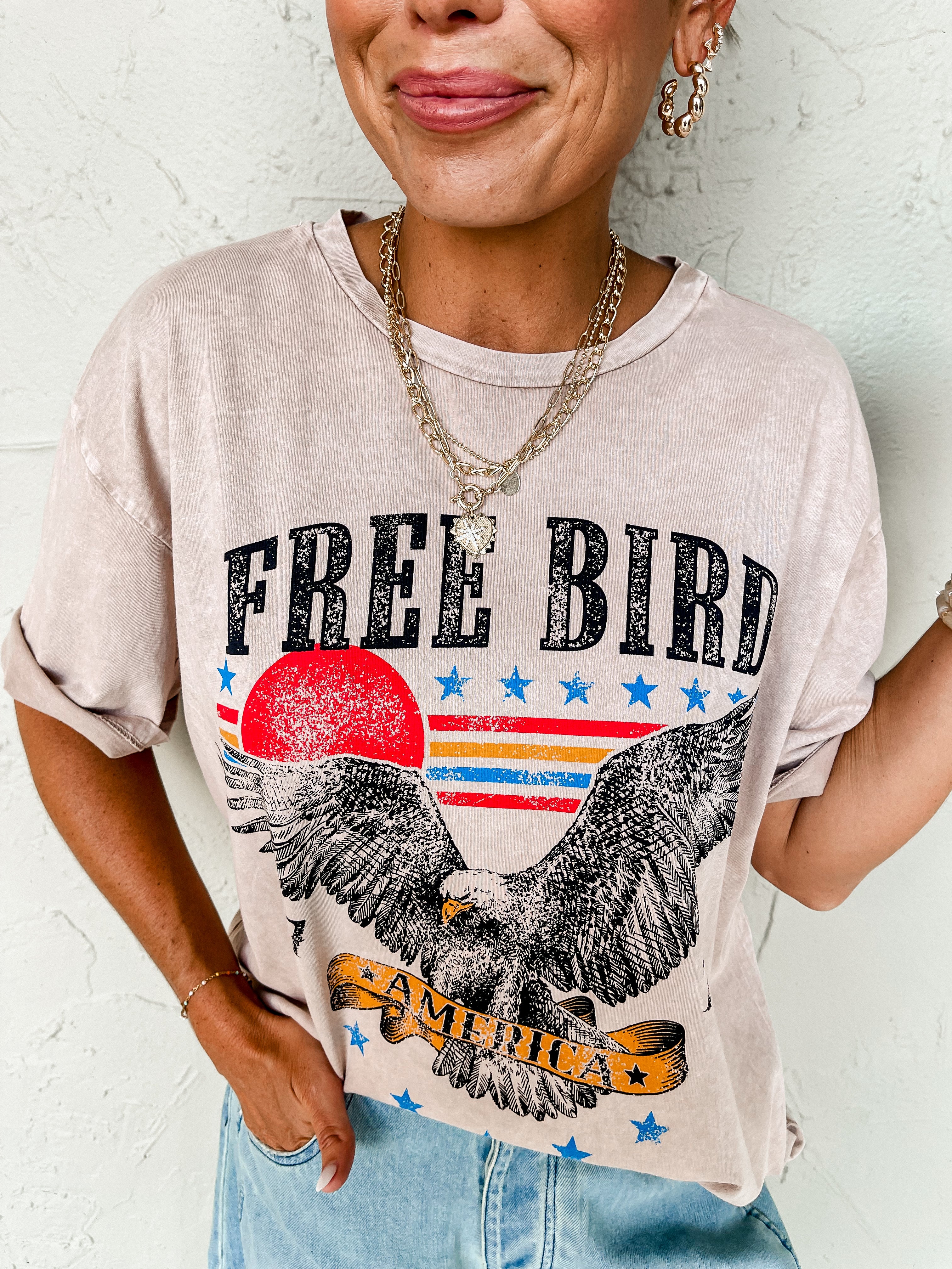 Free Bird America Oversized Graphic Tee