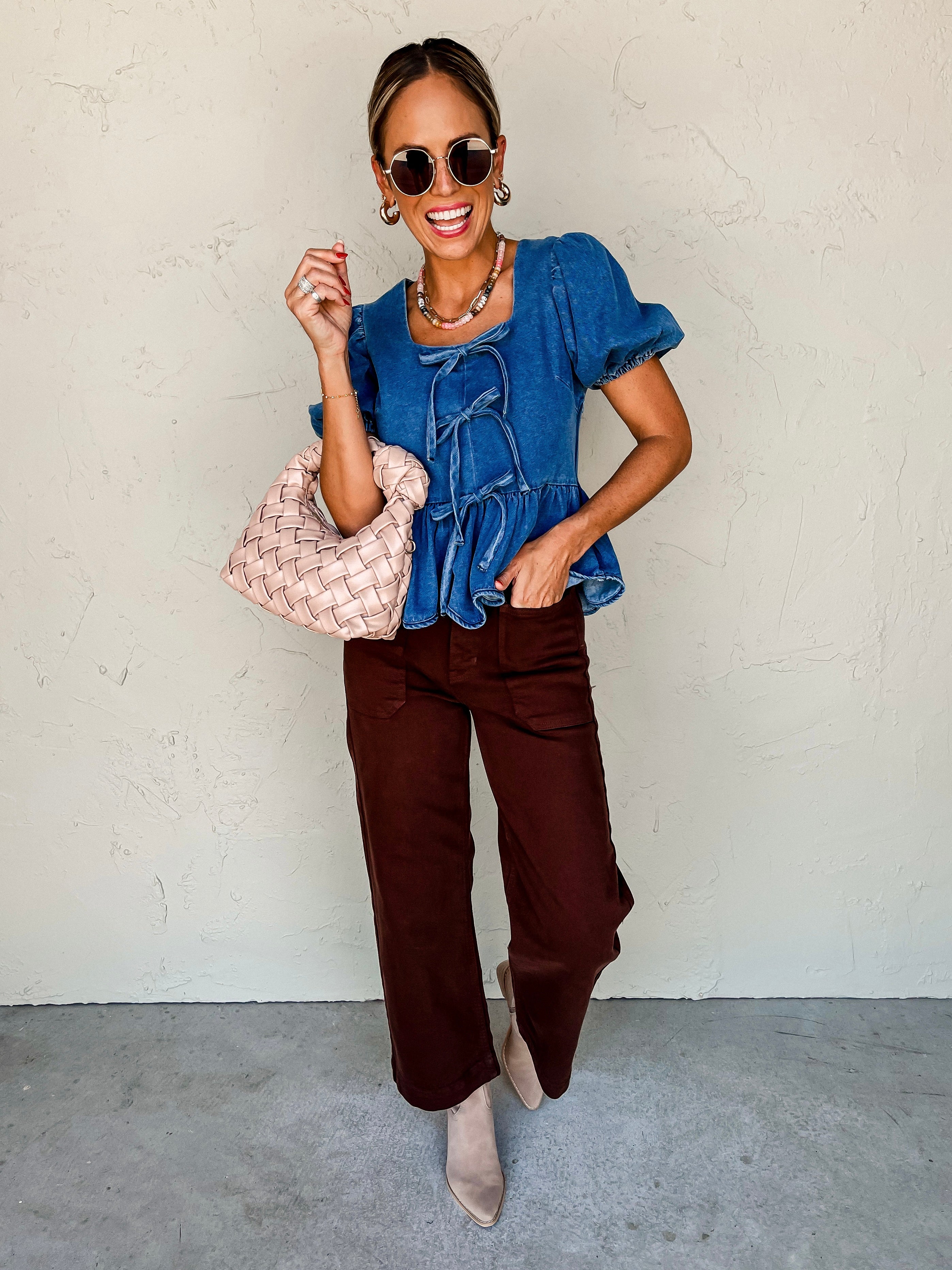 Fun On Repeat Denim Peplum Top