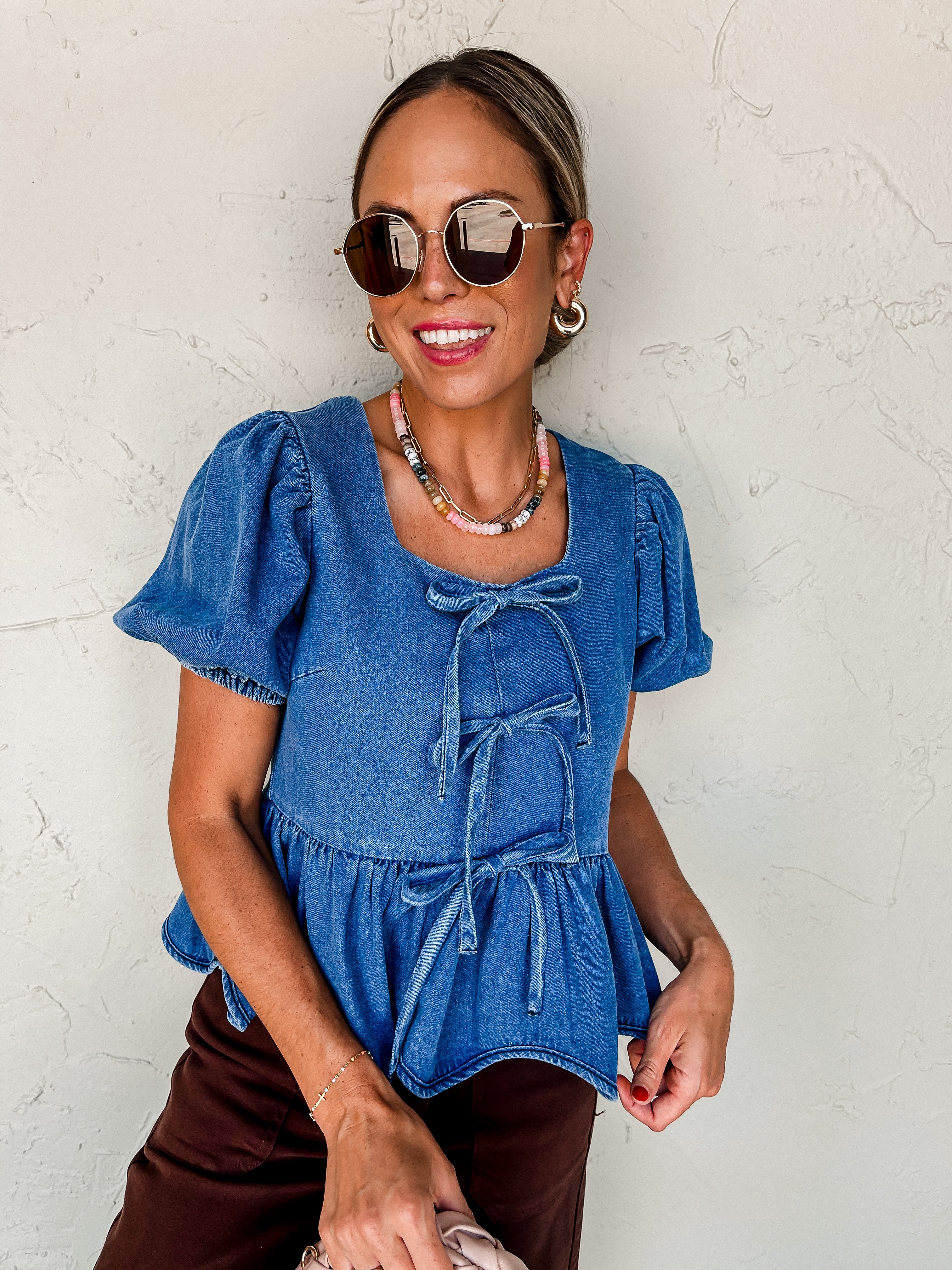 Fun On Repeat Denim Peplum Top